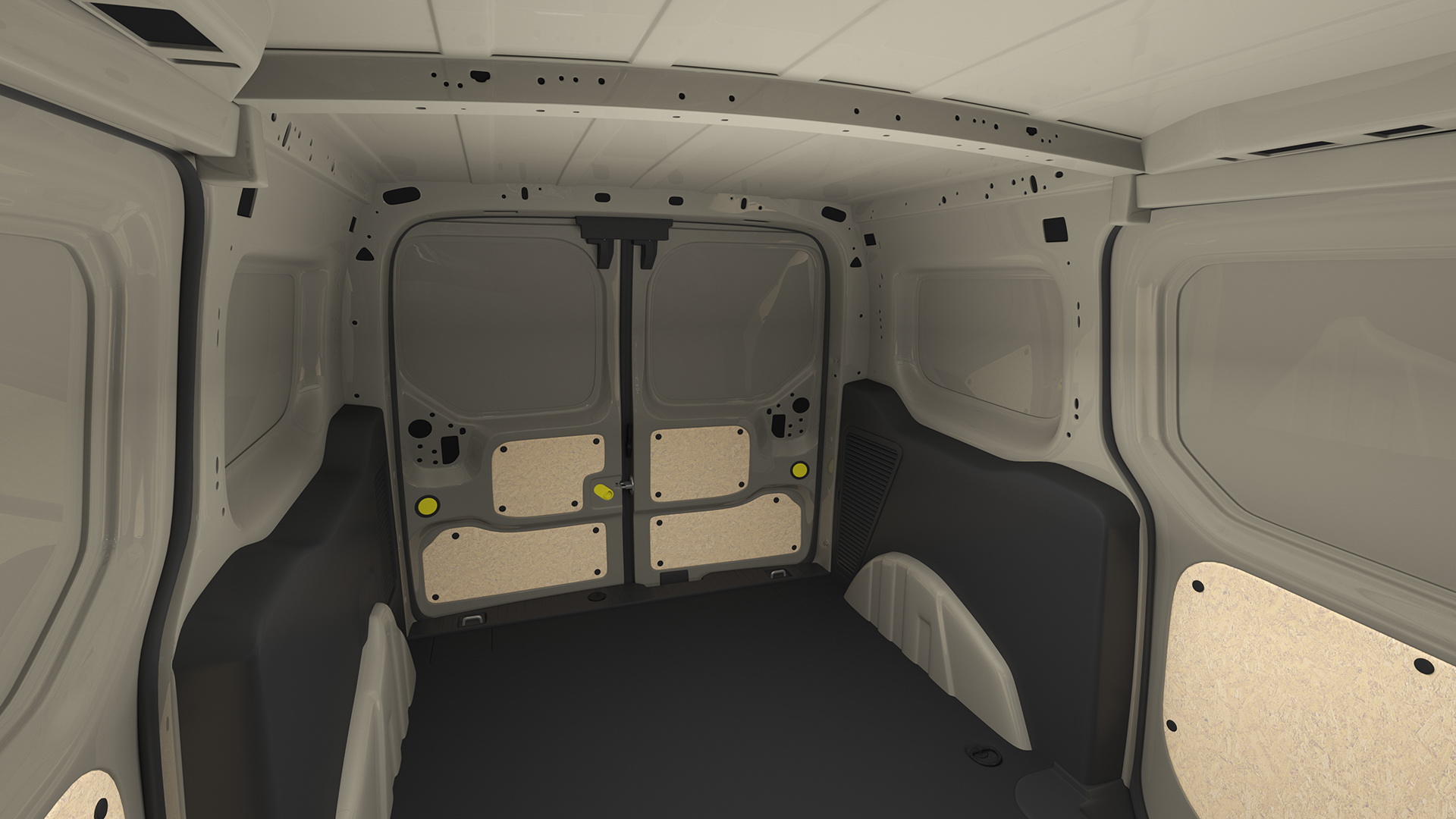 3D Ford Transit Connect Barn Doors Gray Rigged model