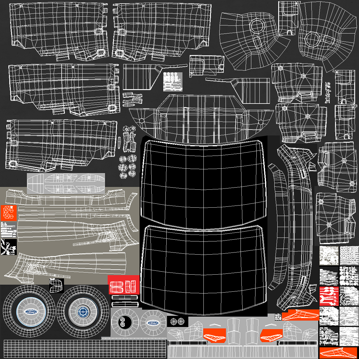 3D Ford Transit Connect Barn Doors Gray Rigged model