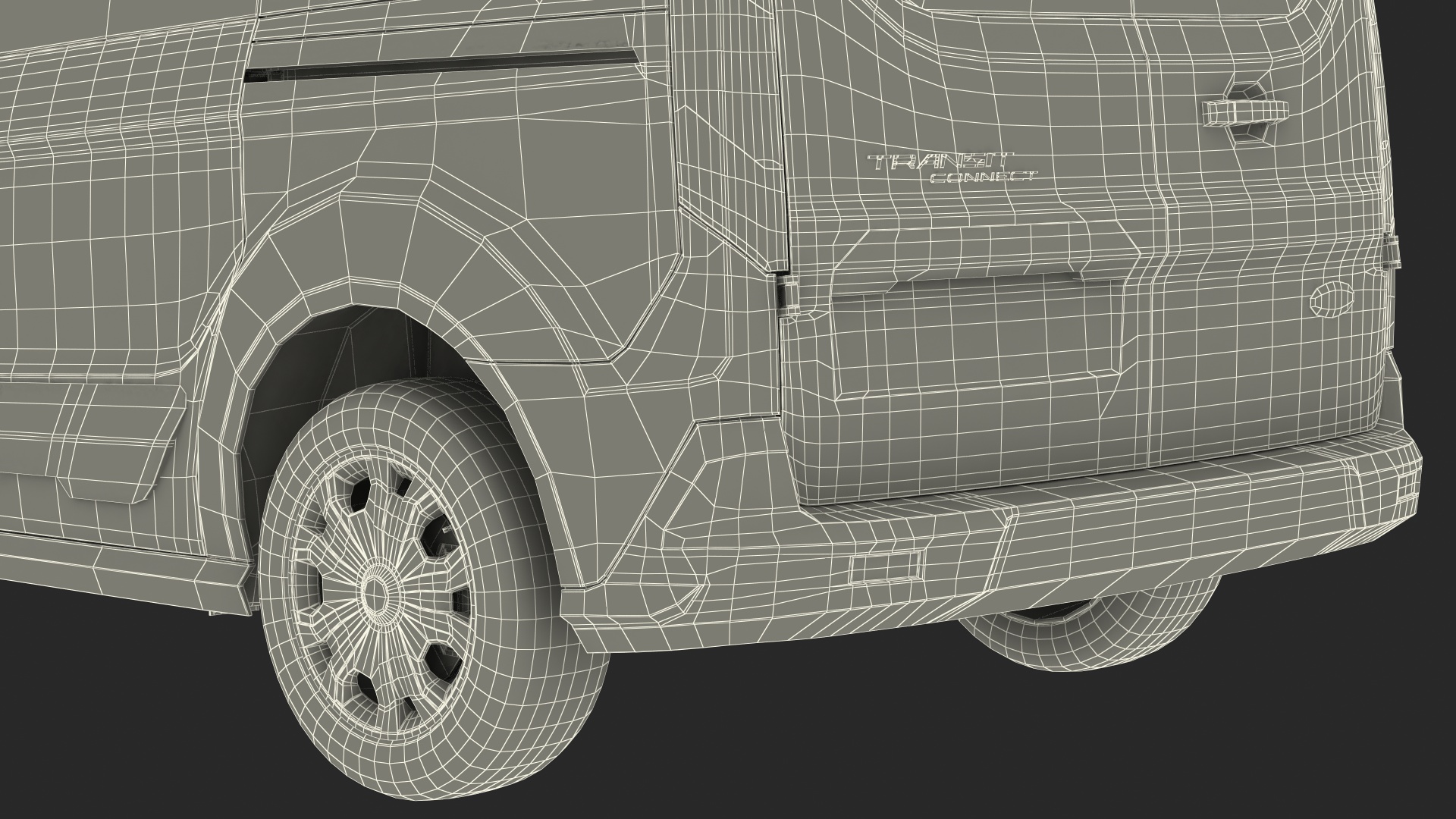 3D Ford Transit Connect Barn Doors Gray Rigged model
