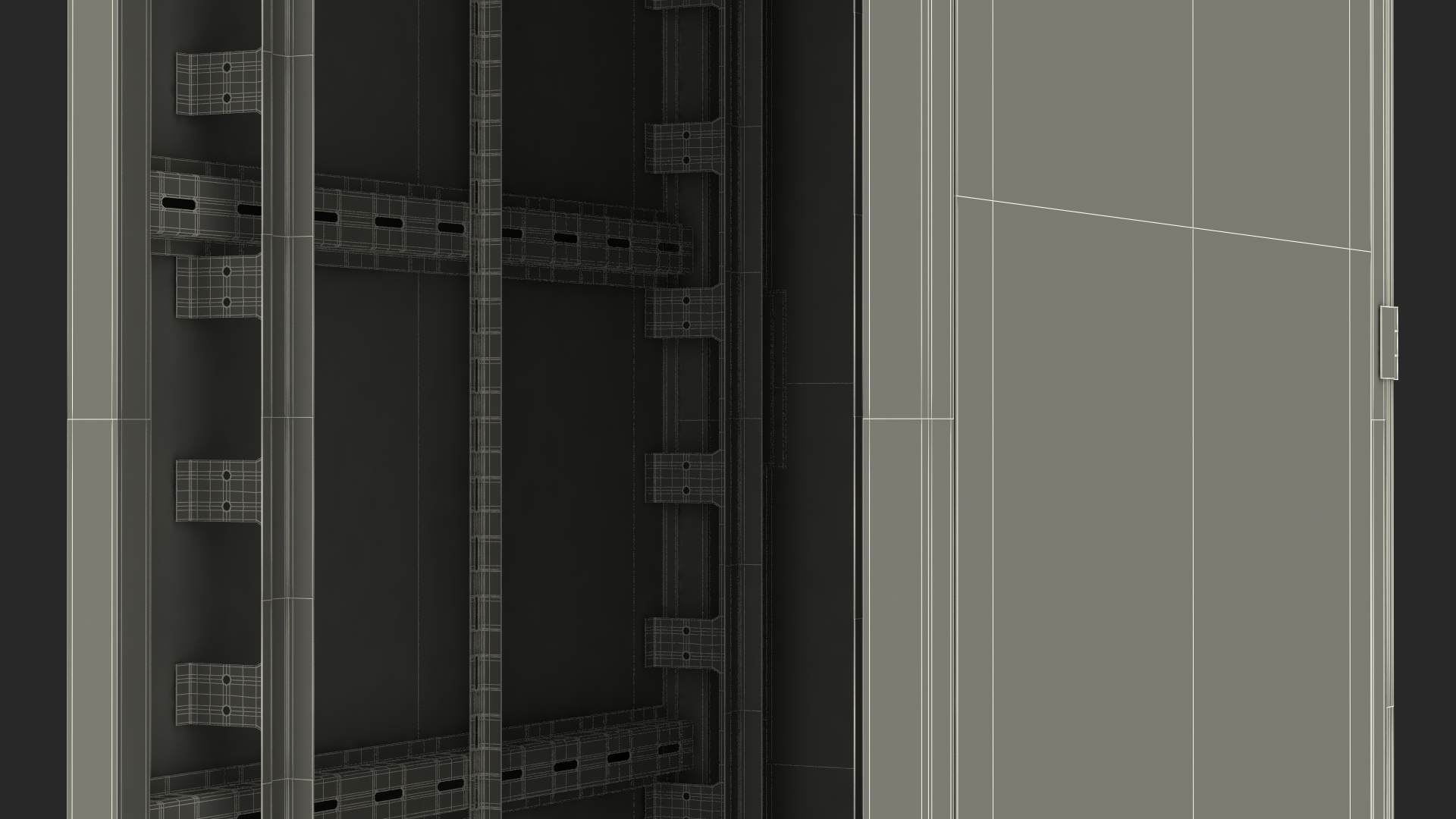 Black 33U Floor Standing Rack Cabinet 3D