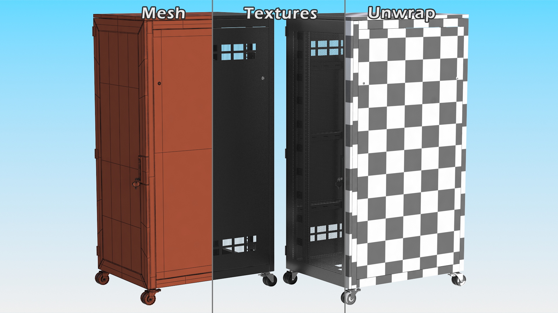 Black 33U Floor Standing Rack Cabinet 3D
