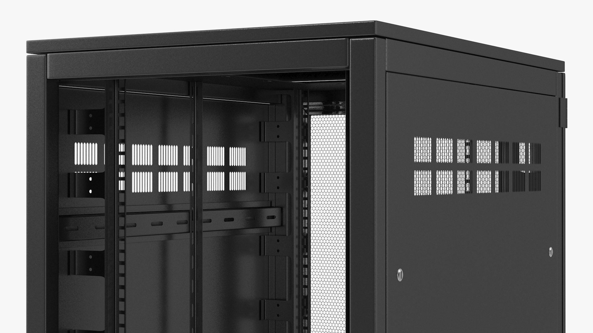 Black 33U Floor Standing Rack Cabinet 3D