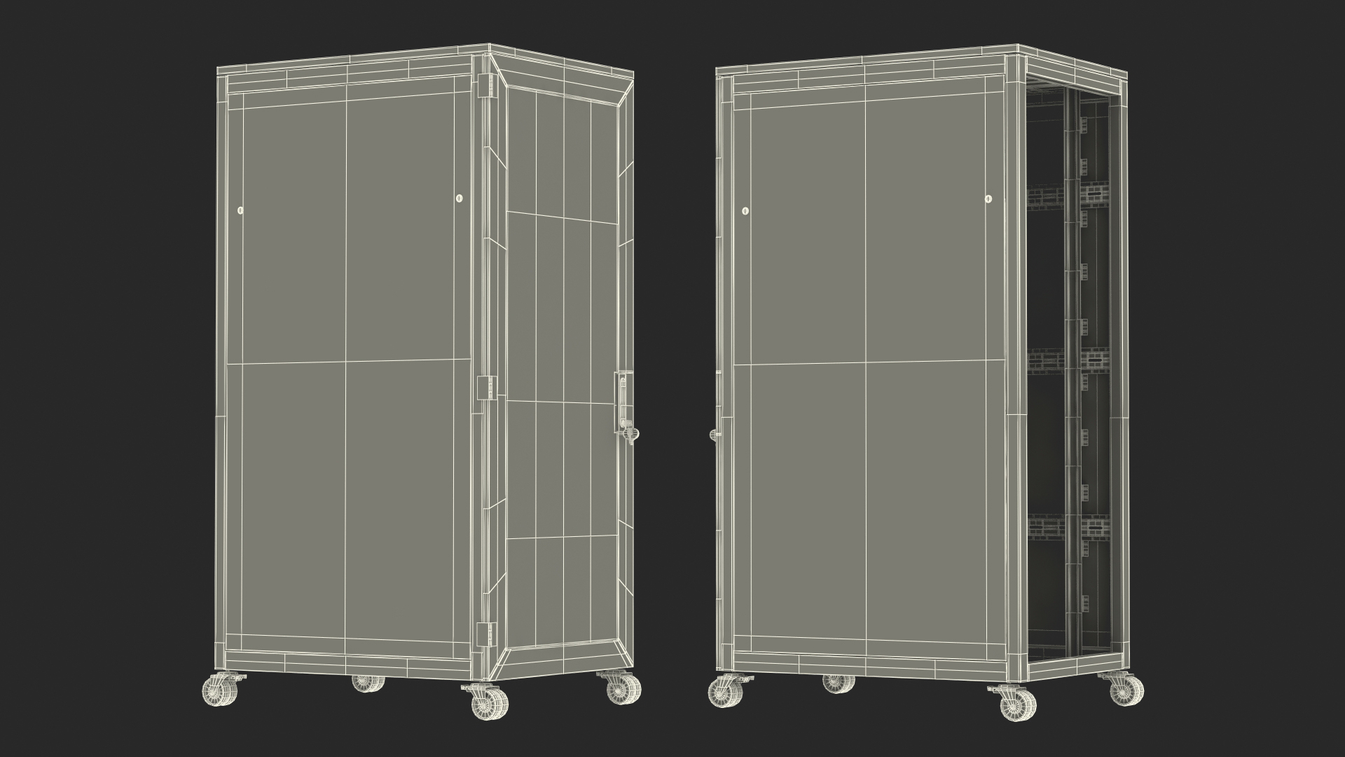 Black 33U Floor Standing Rack Cabinet 3D