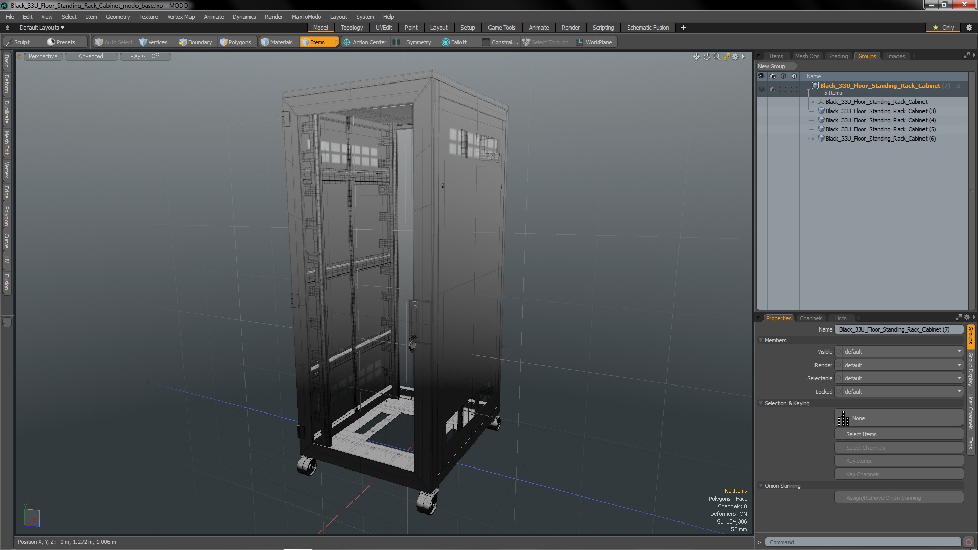 Black 33U Floor Standing Rack Cabinet 3D