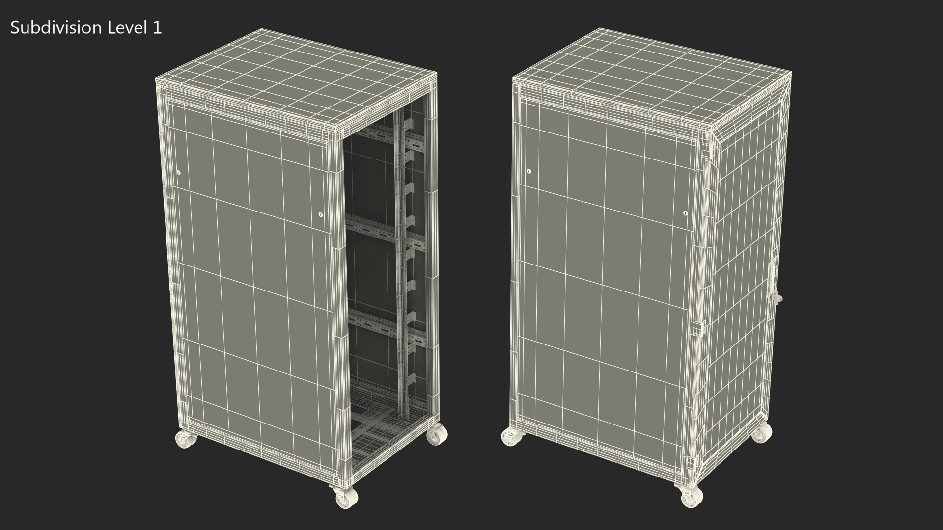 Black 33U Floor Standing Rack Cabinet 3D