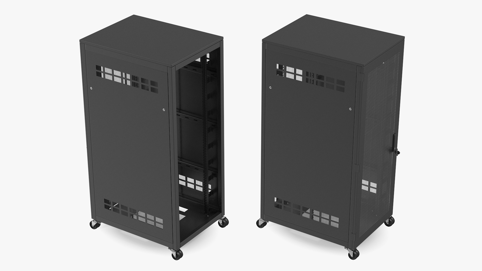 Black 33U Floor Standing Rack Cabinet 3D