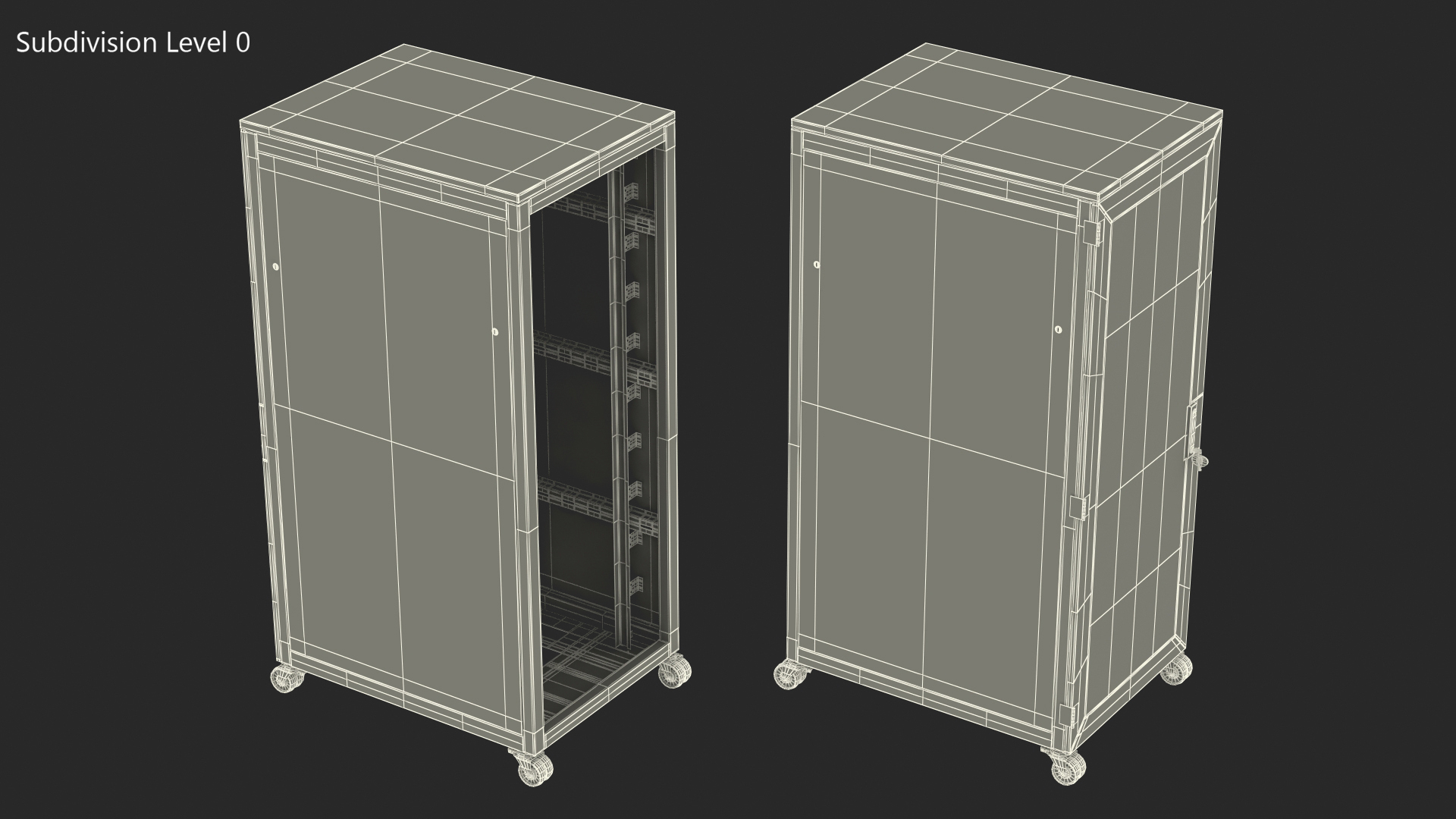 Black 33U Floor Standing Rack Cabinet 3D