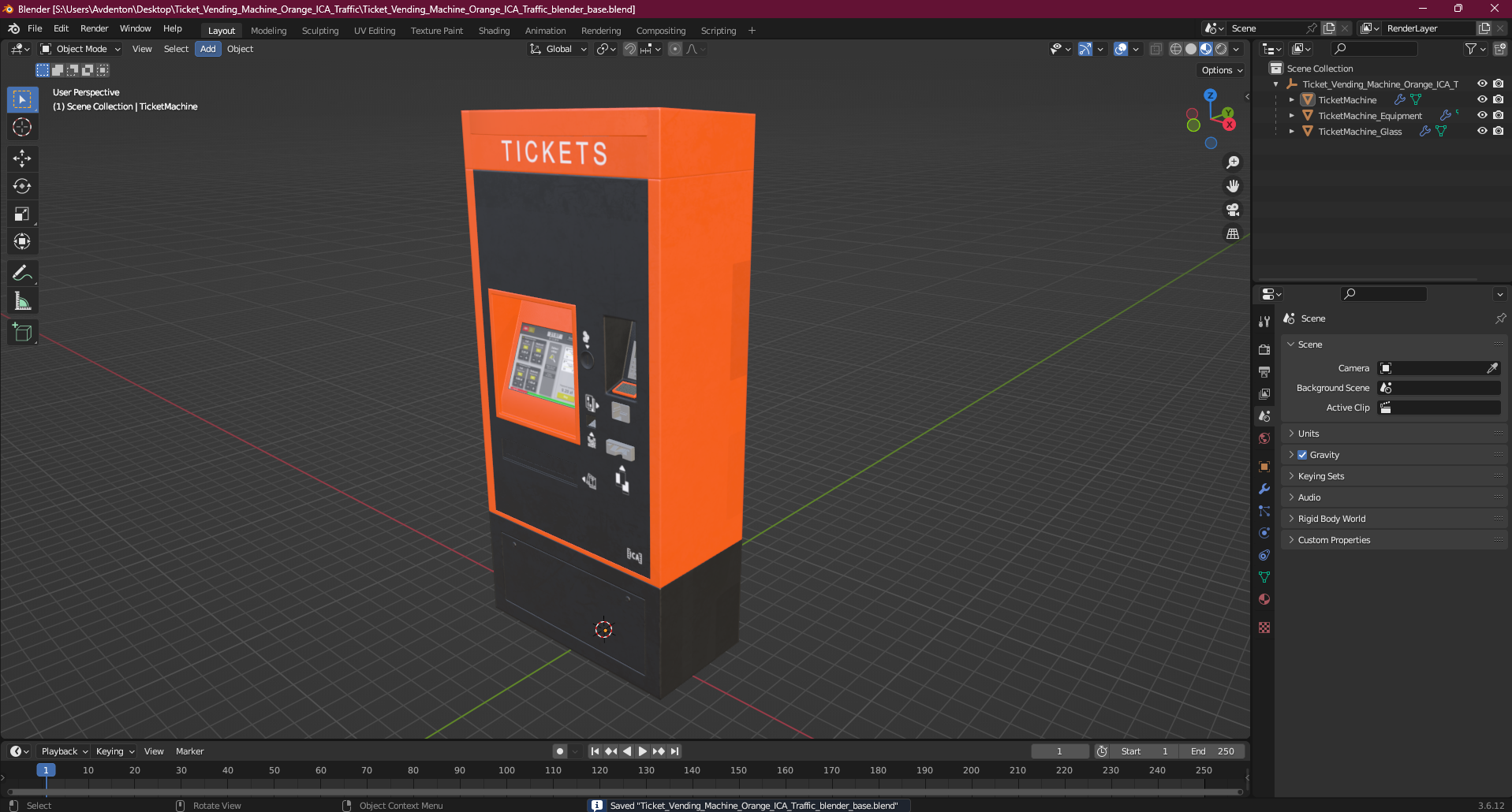 3D Ticket Vending Machine Orange ICA Traffic