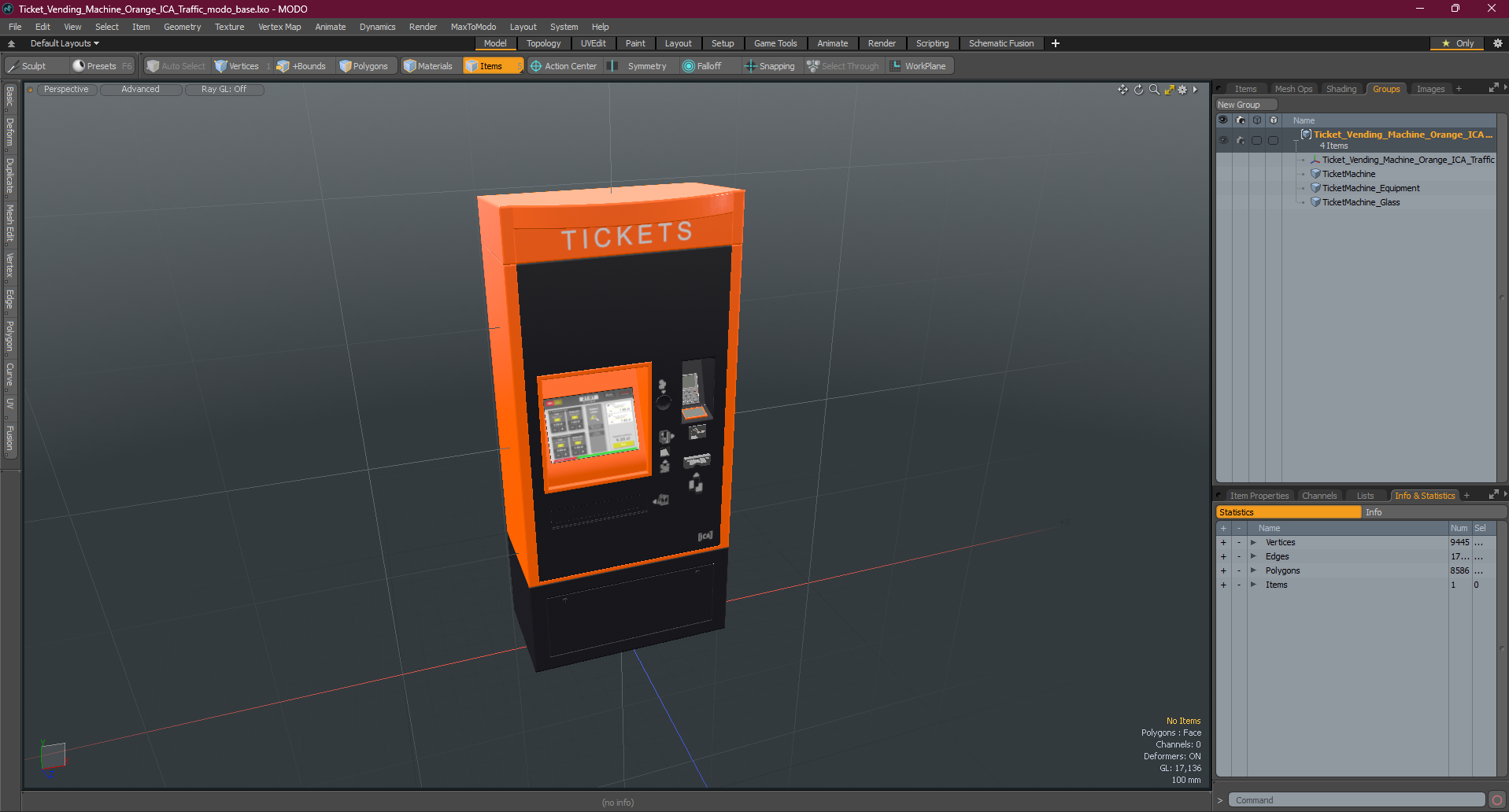 3D Ticket Vending Machine Orange ICA Traffic