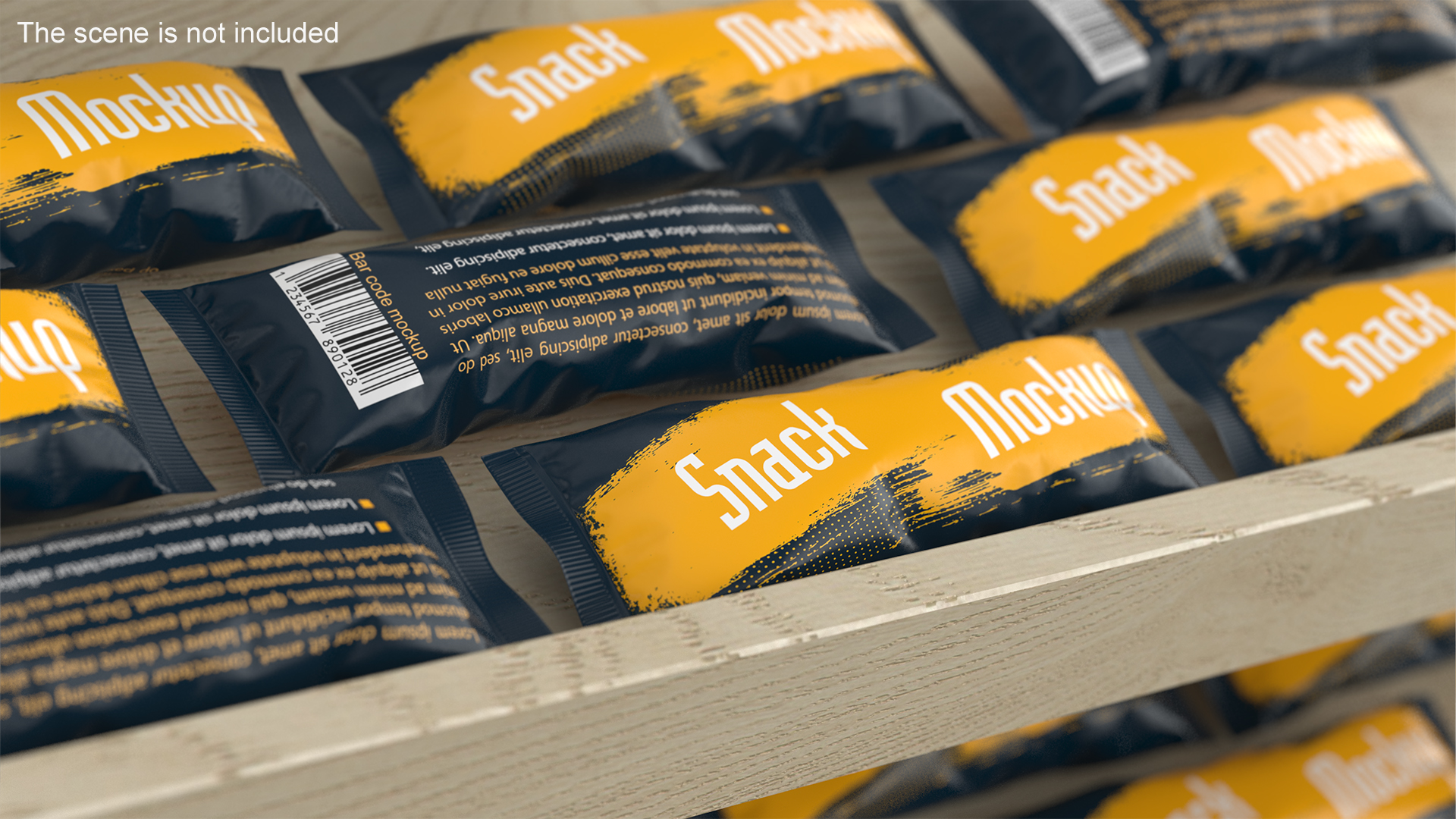 Small Food Package Mockup Yellow 3D