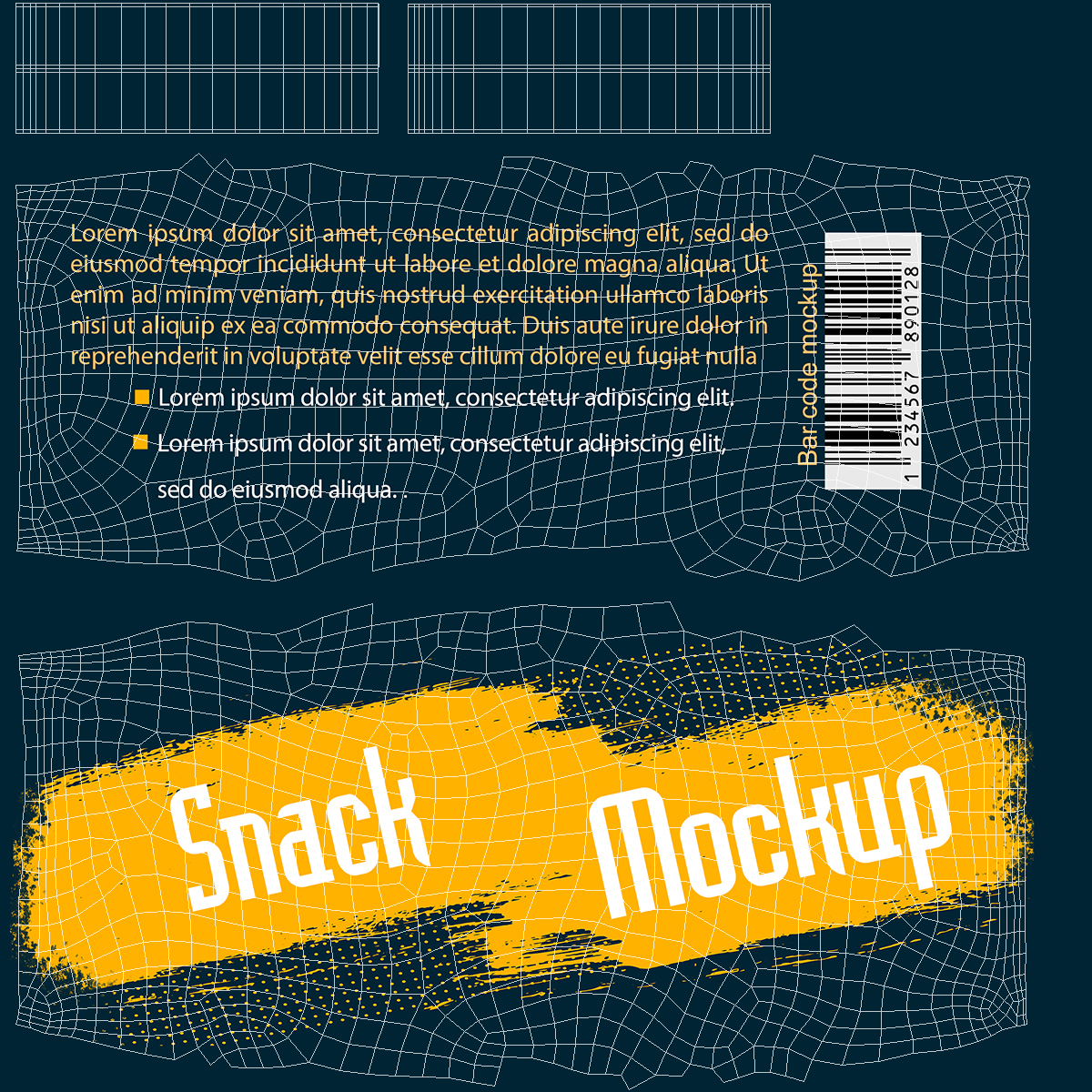 Small Food Package Mockup Yellow 3D