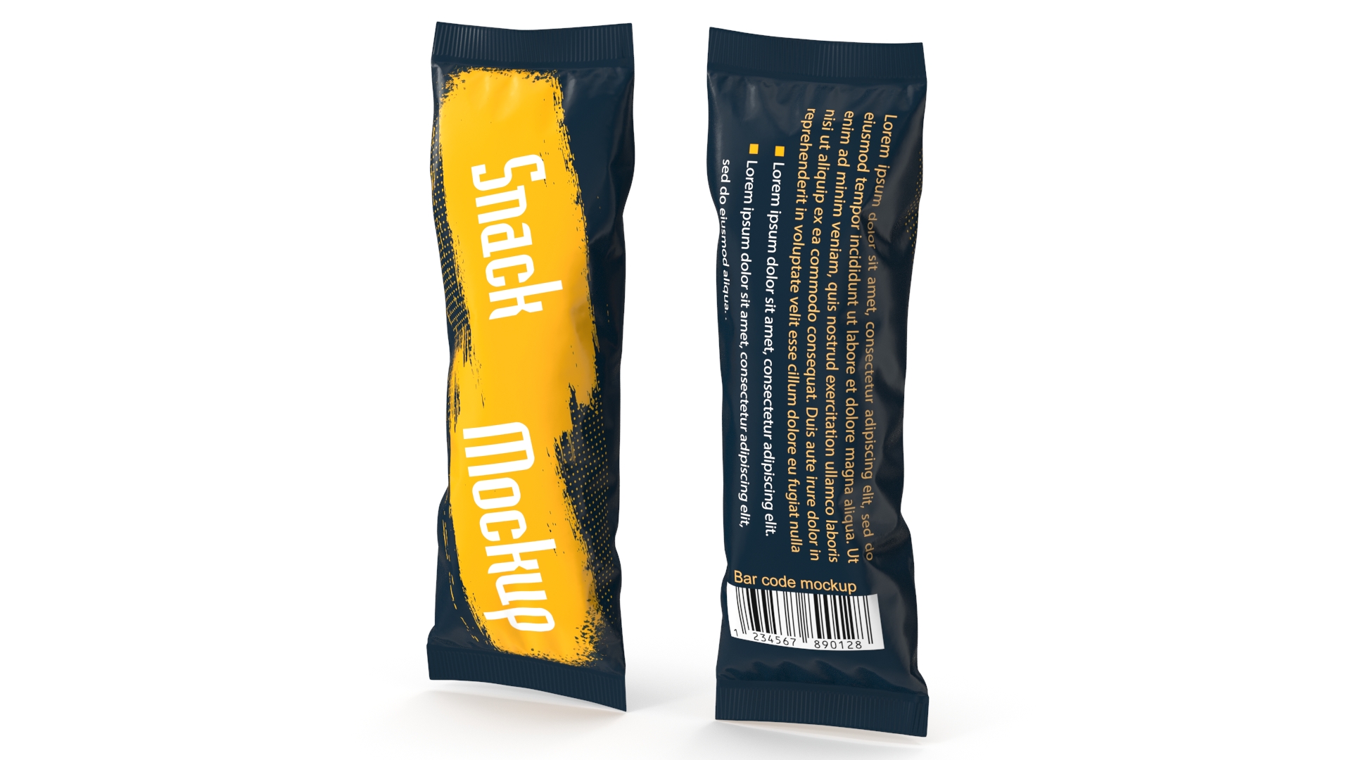 Small Food Package Mockup Yellow 3D