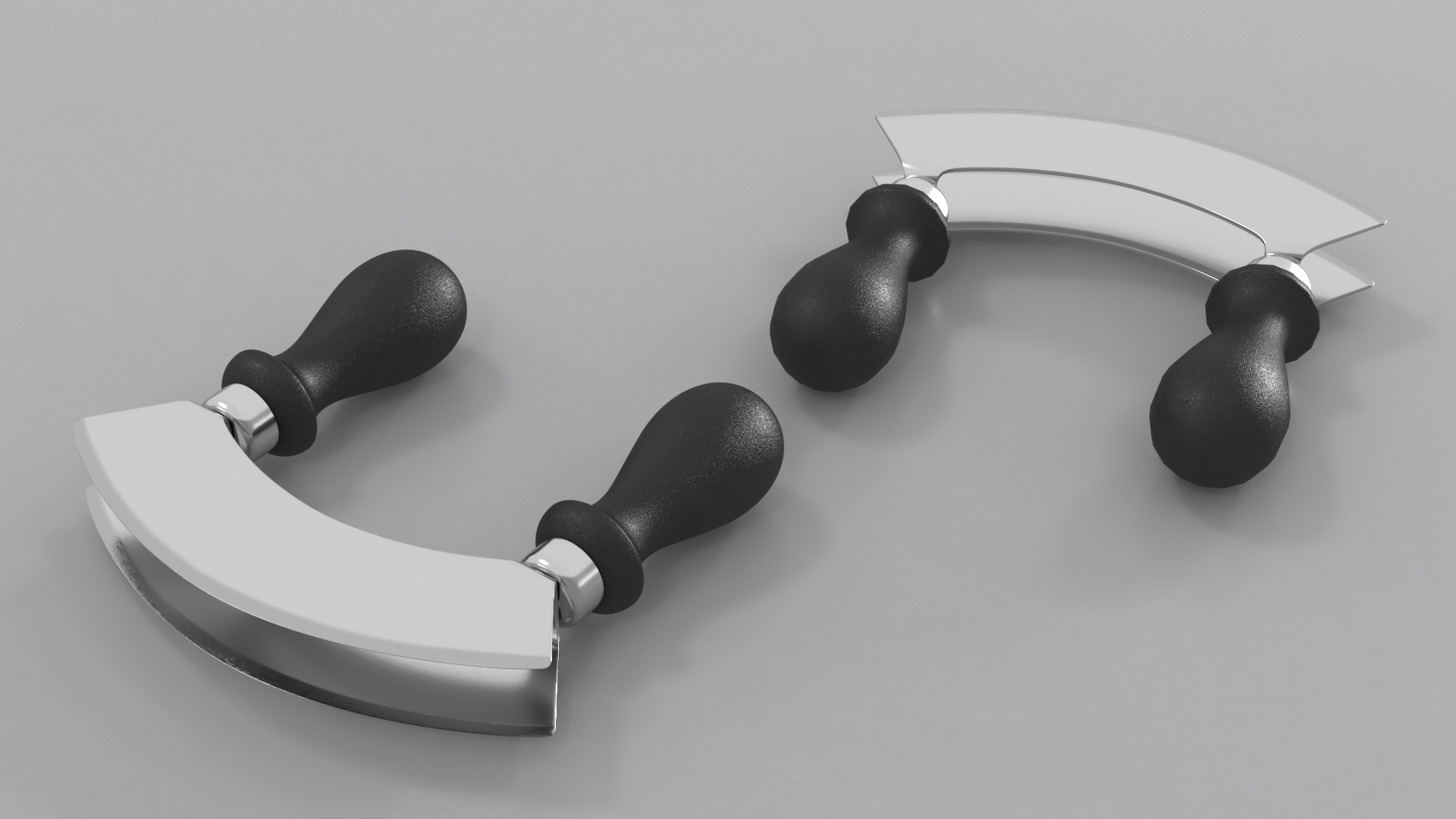 3D model Mezzaluna with Two Blades and Plastic Handles
