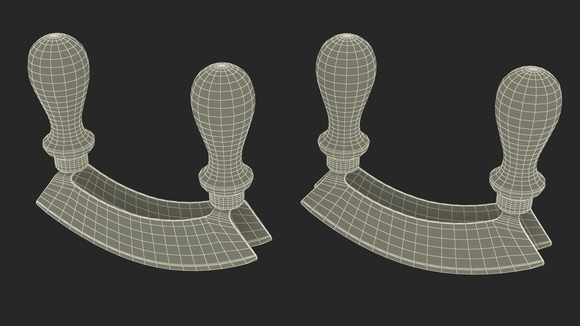 3D model Mezzaluna with Two Blades and Plastic Handles