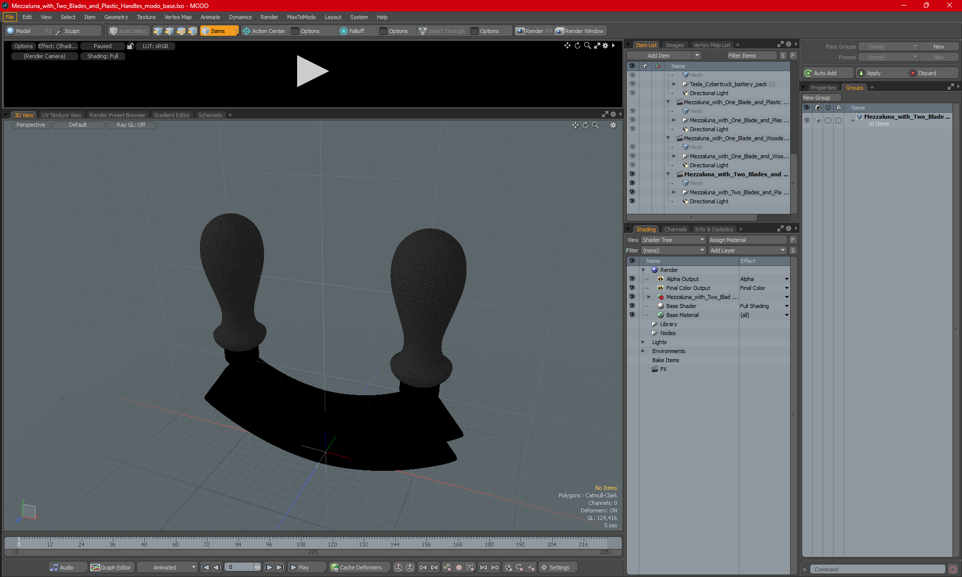 3D model Mezzaluna with Two Blades and Plastic Handles