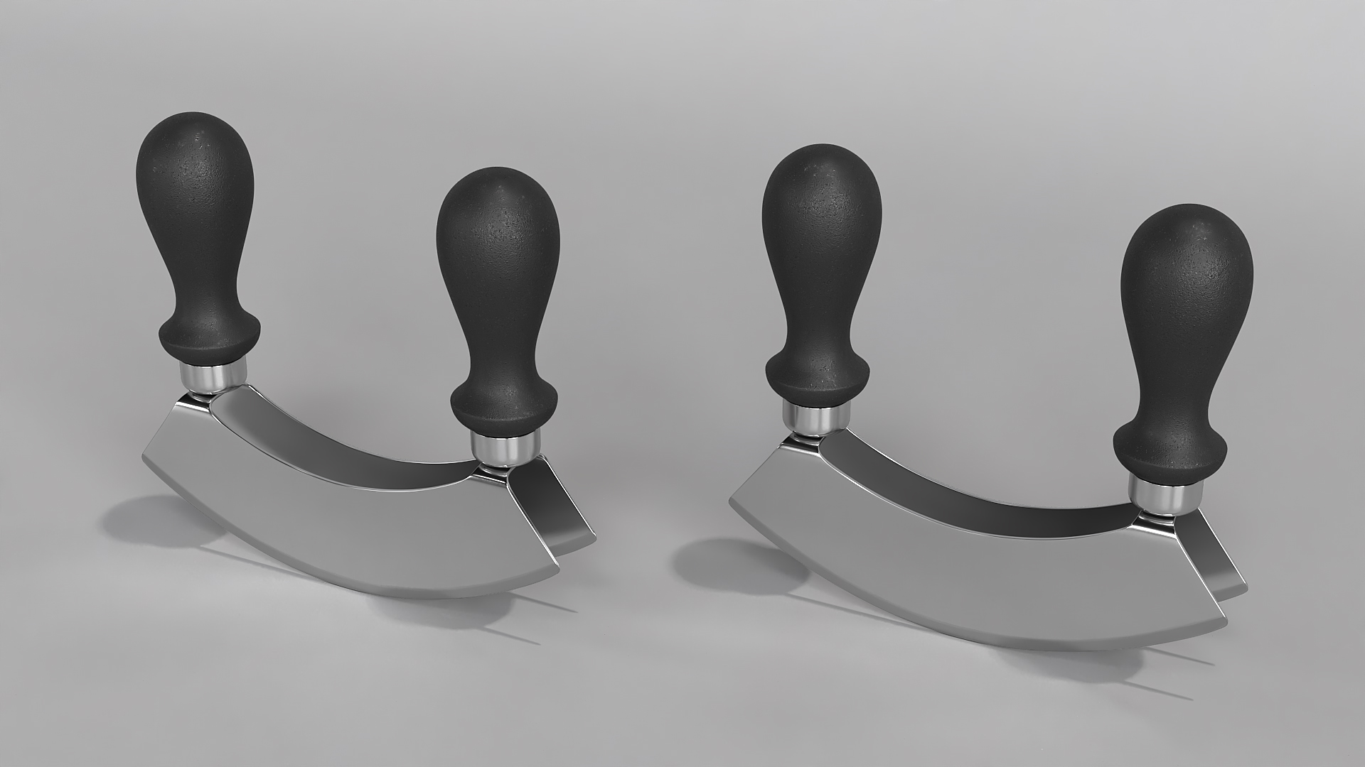3D model Mezzaluna with Two Blades and Plastic Handles