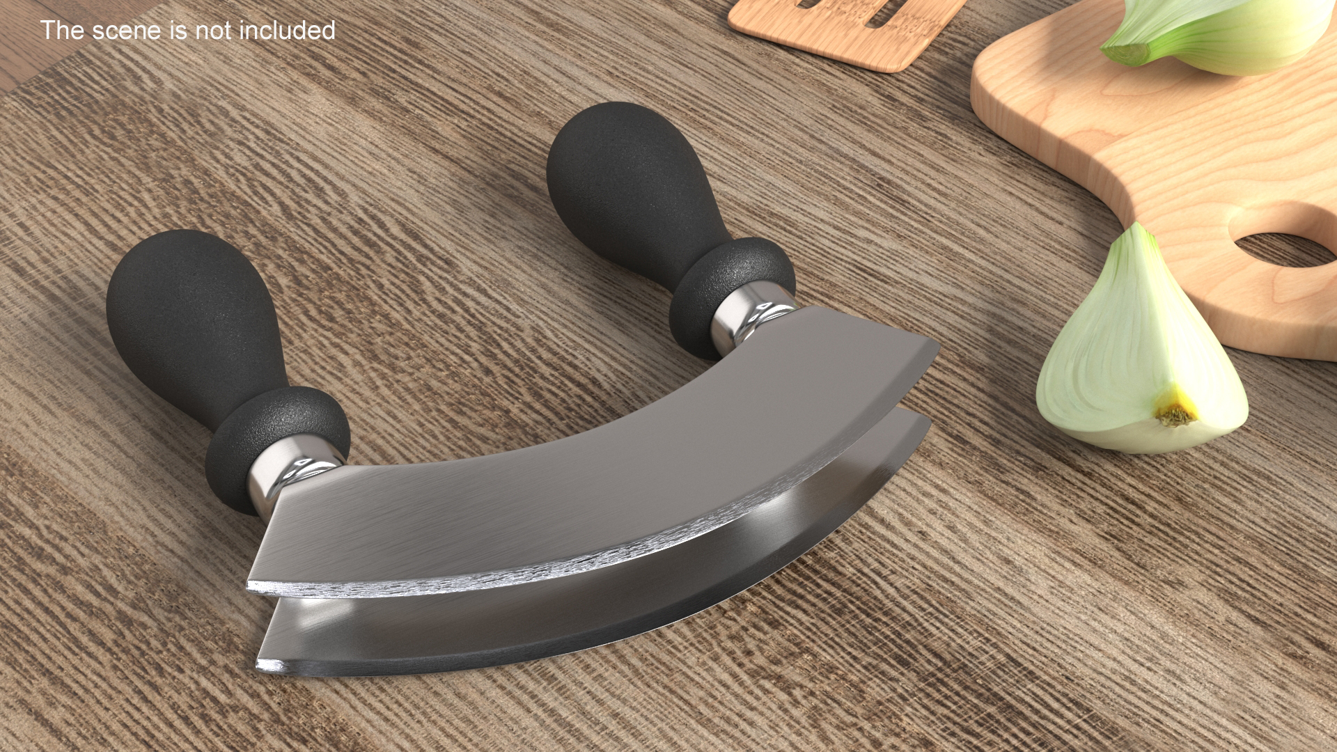 3D model Mezzaluna with Two Blades and Plastic Handles
