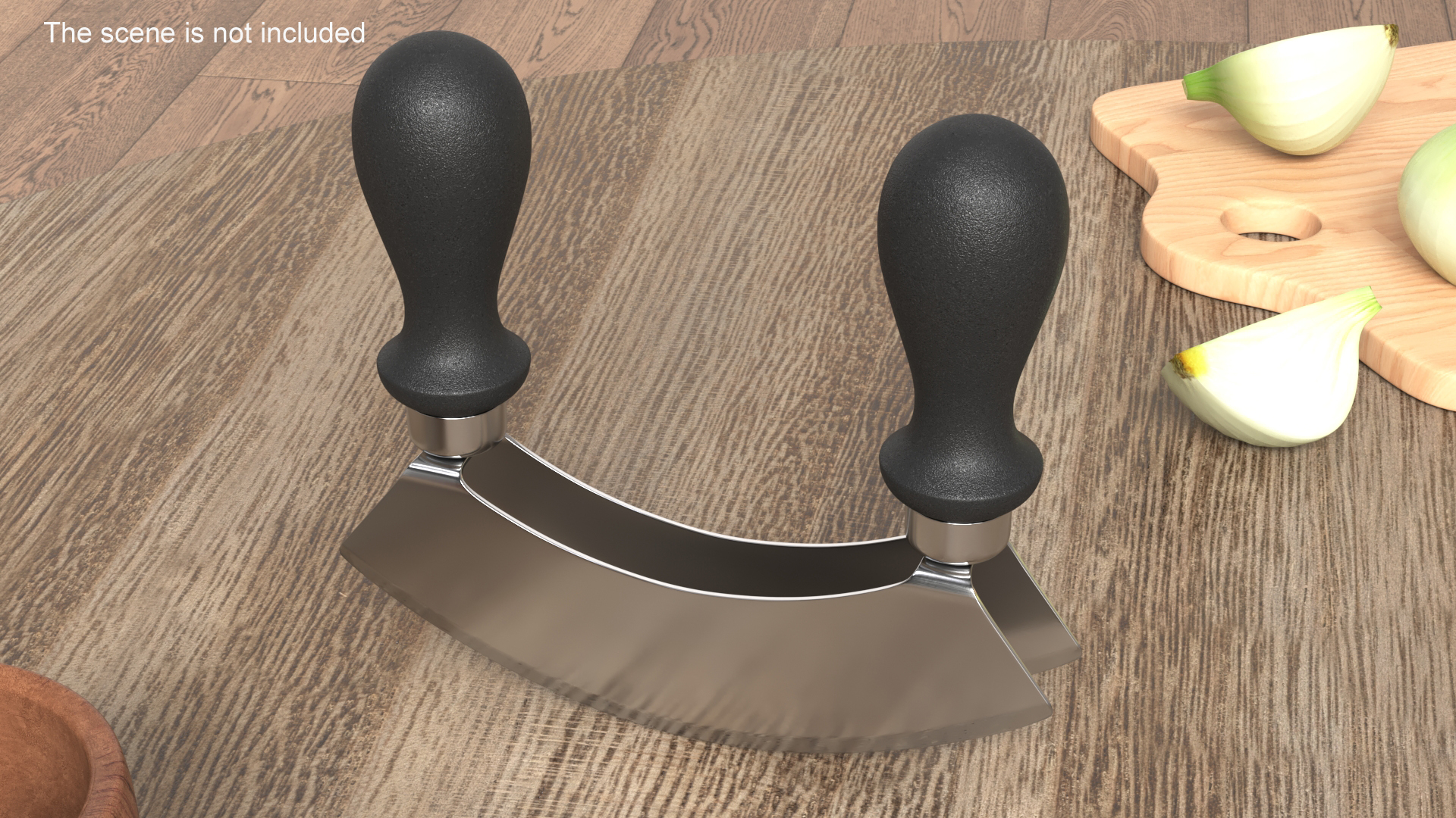 3D model Mezzaluna with Two Blades and Plastic Handles