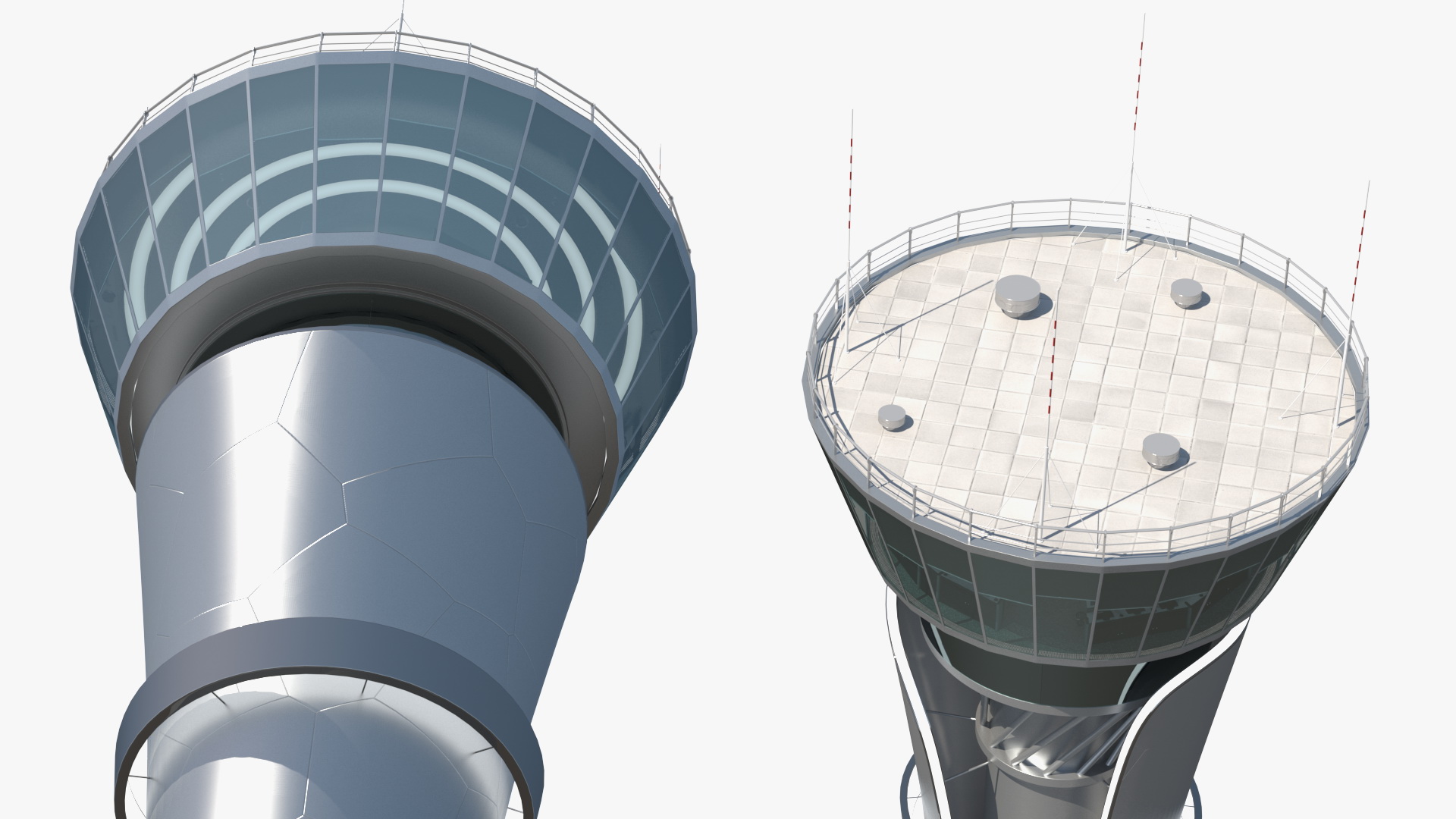 3D Airport Air Traffic Control Tower with Interior Offline Generic model