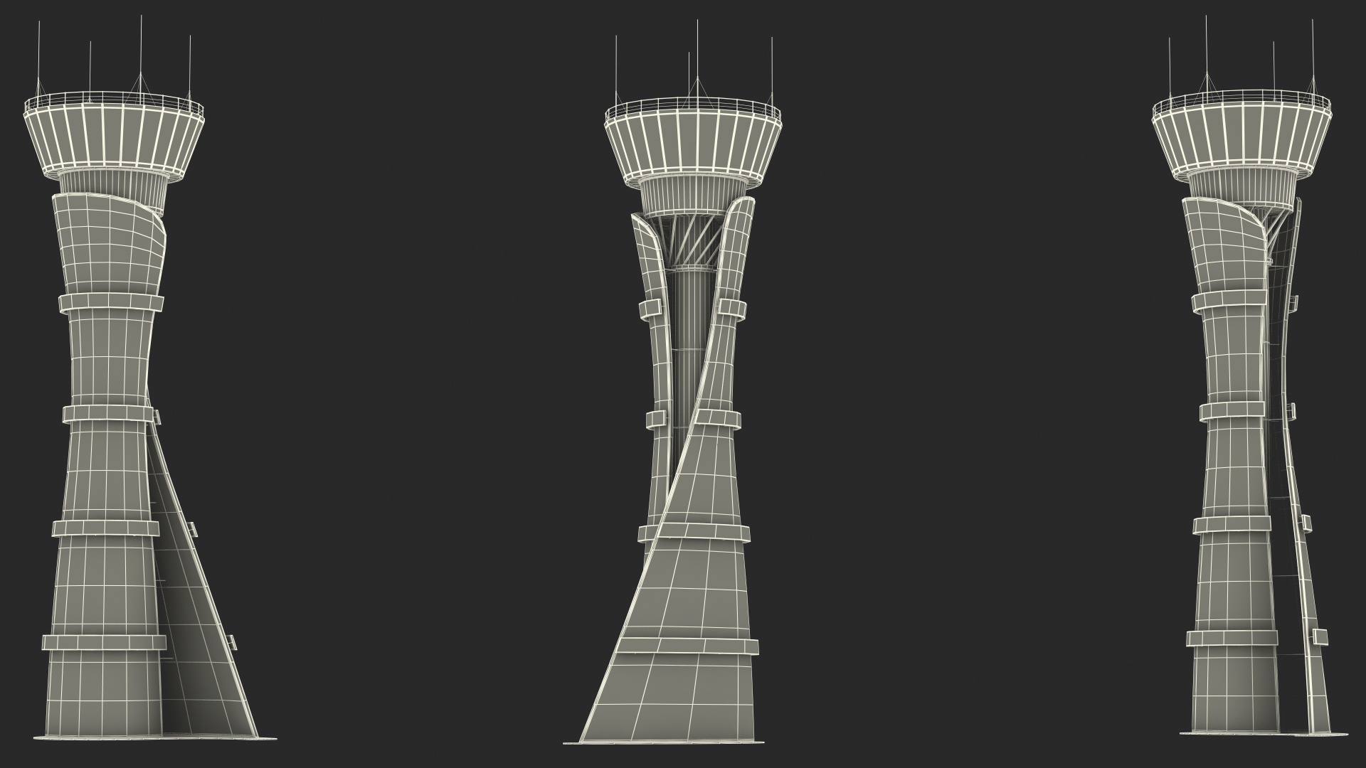 3D Airport Air Traffic Control Tower with Interior Offline Generic model