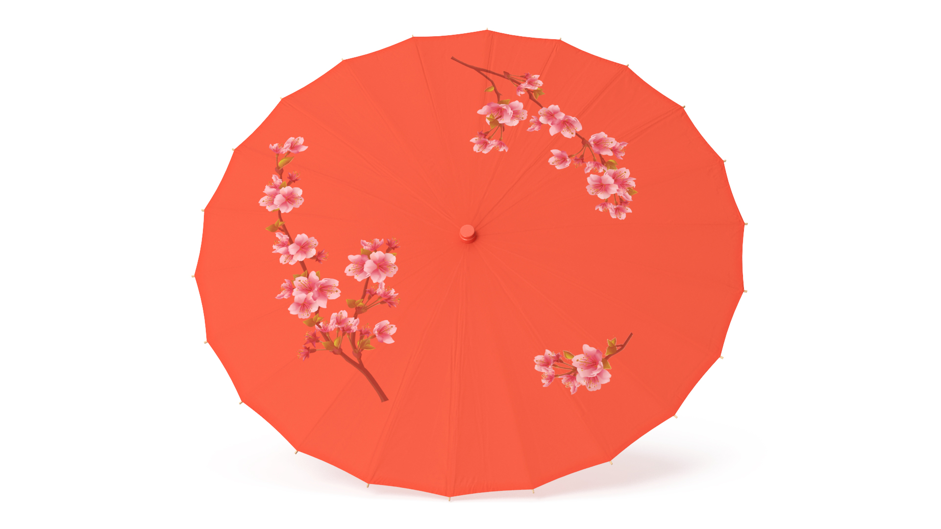 3D model Chinese Umbrella Red Open