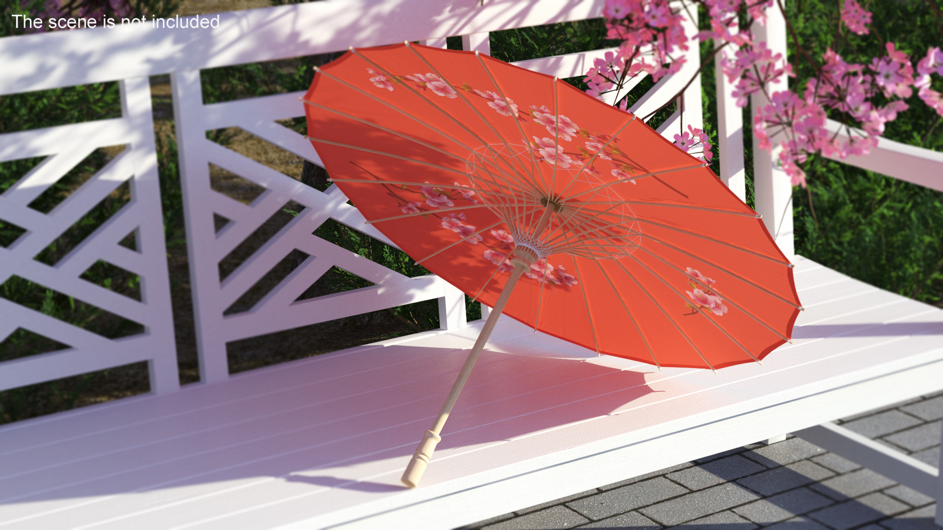 3D model Chinese Umbrella Red Open