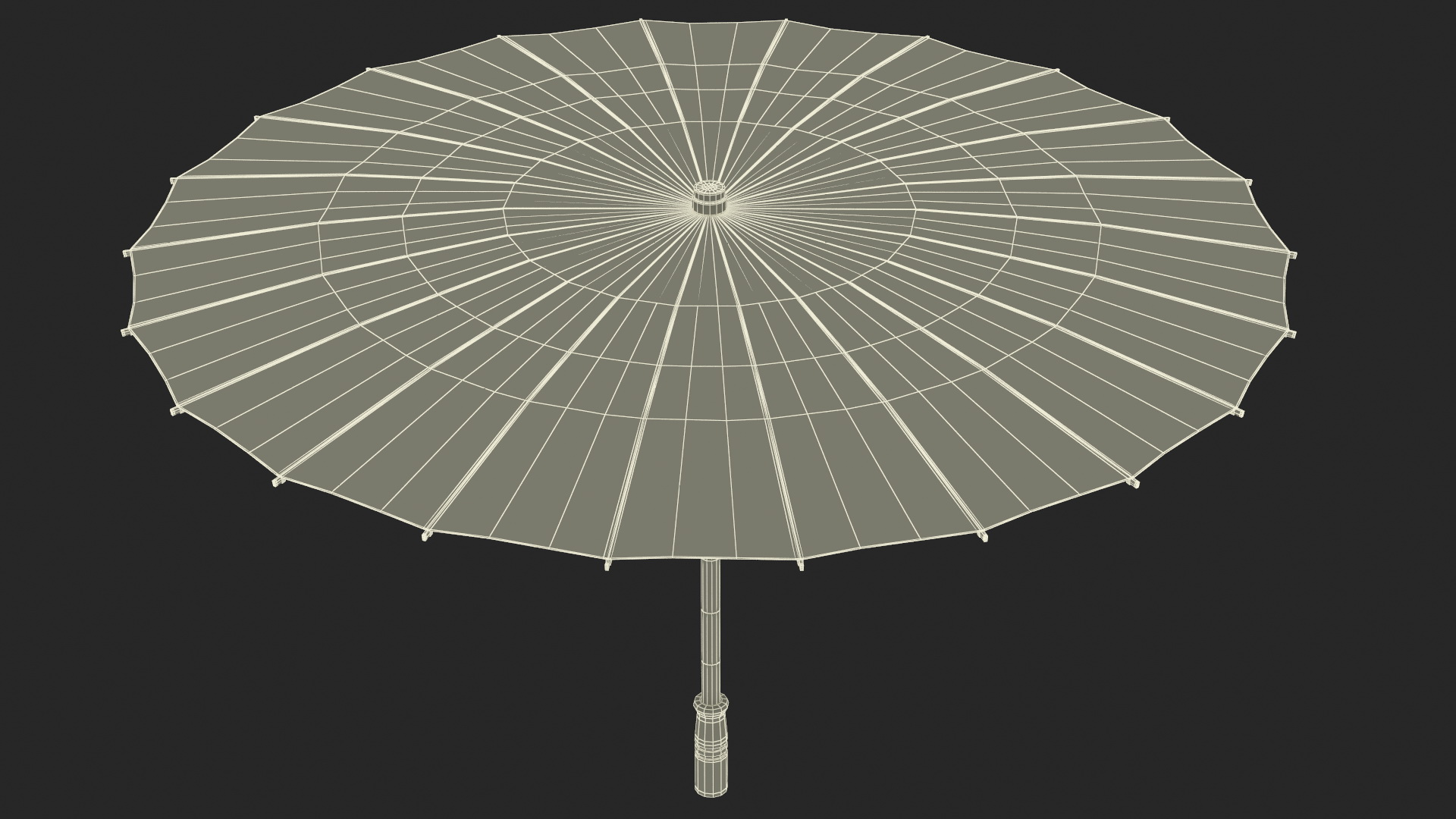 3D model Chinese Umbrella Red Open