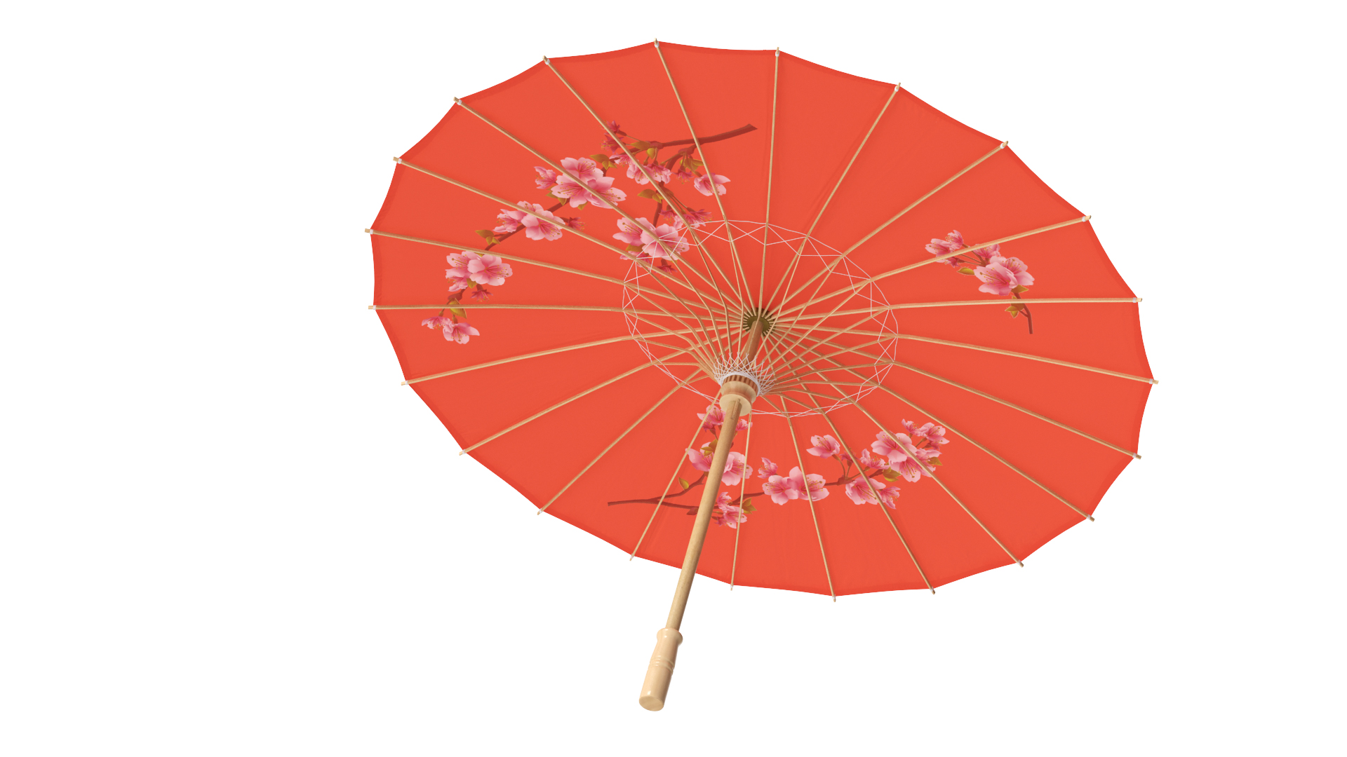 3D model Chinese Umbrella Red Open