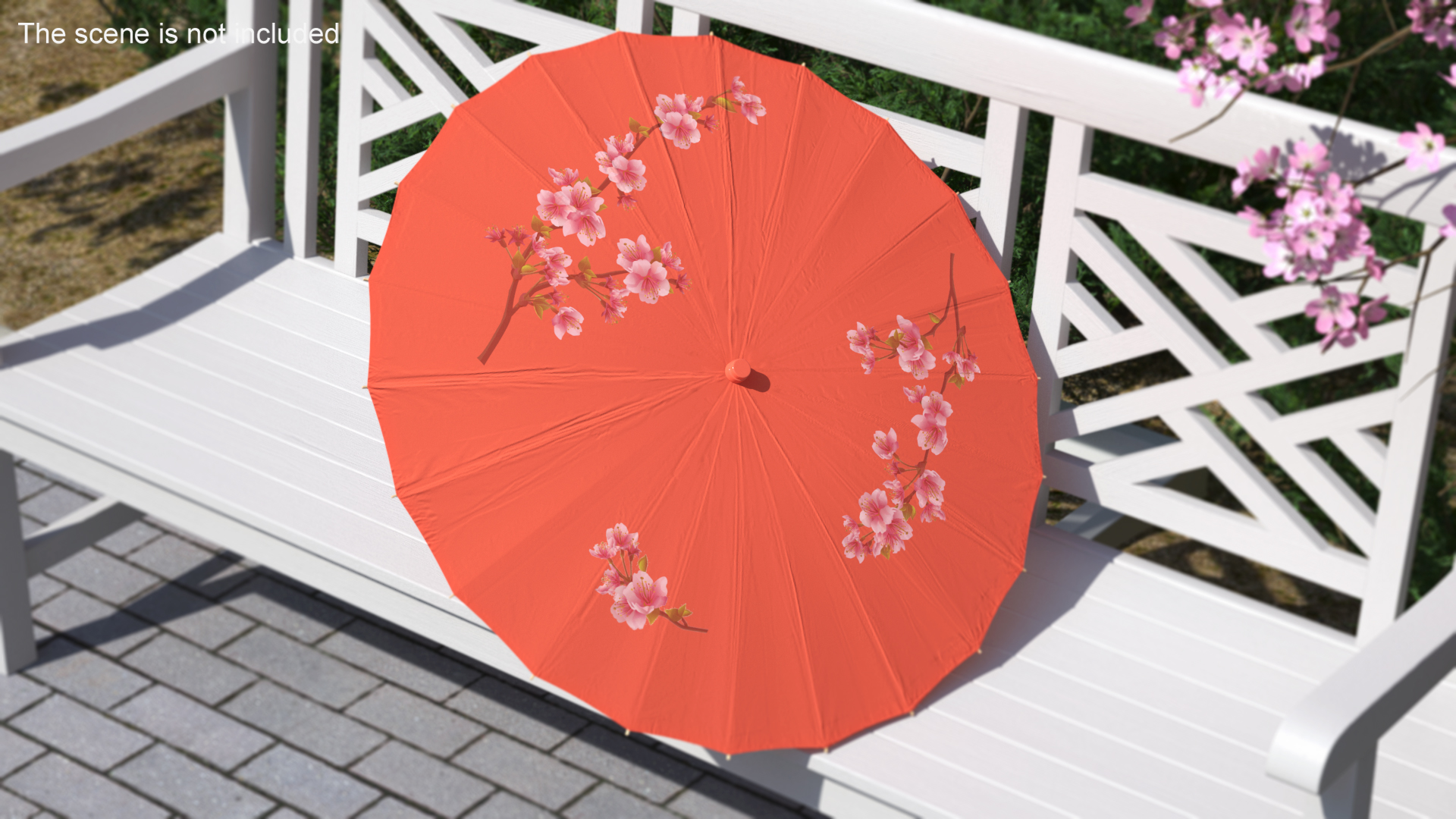 3D model Chinese Umbrella Red Open