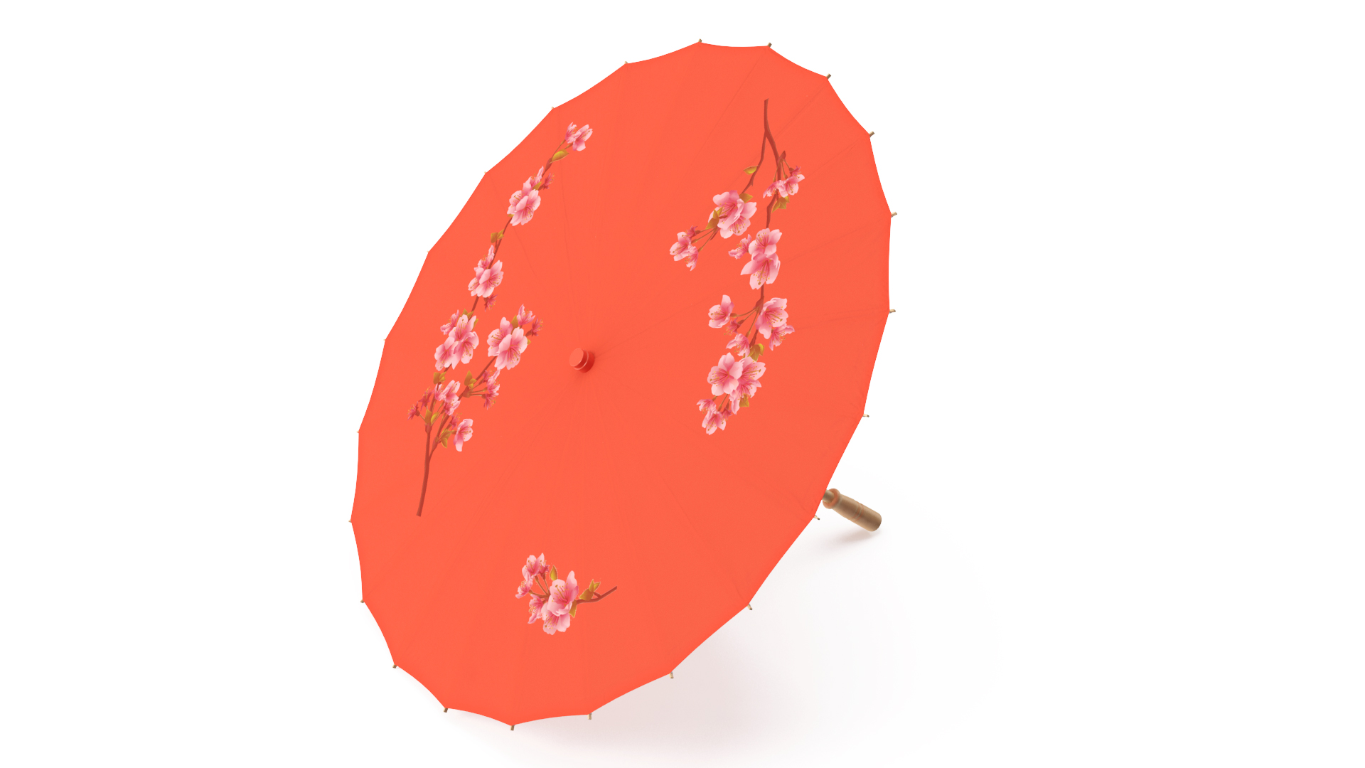 3D model Chinese Umbrella Red Open