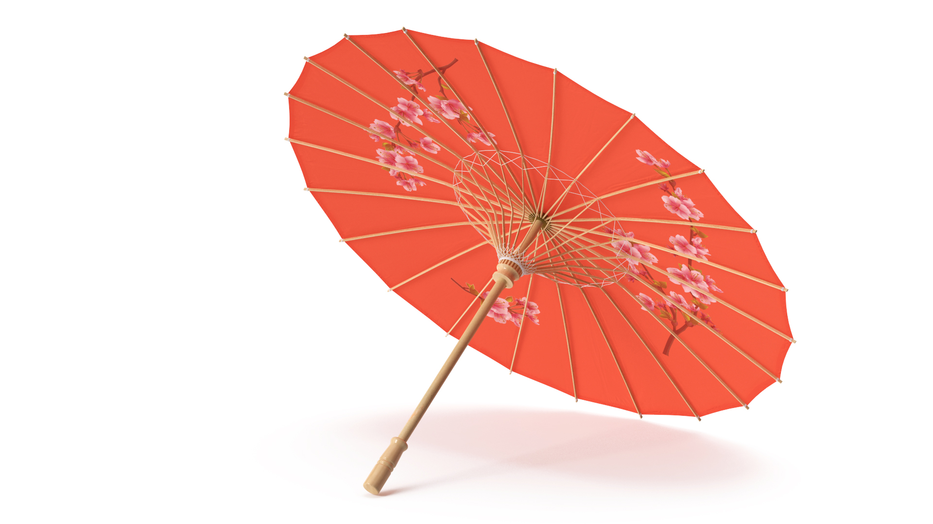 3D model Chinese Umbrella Red Open