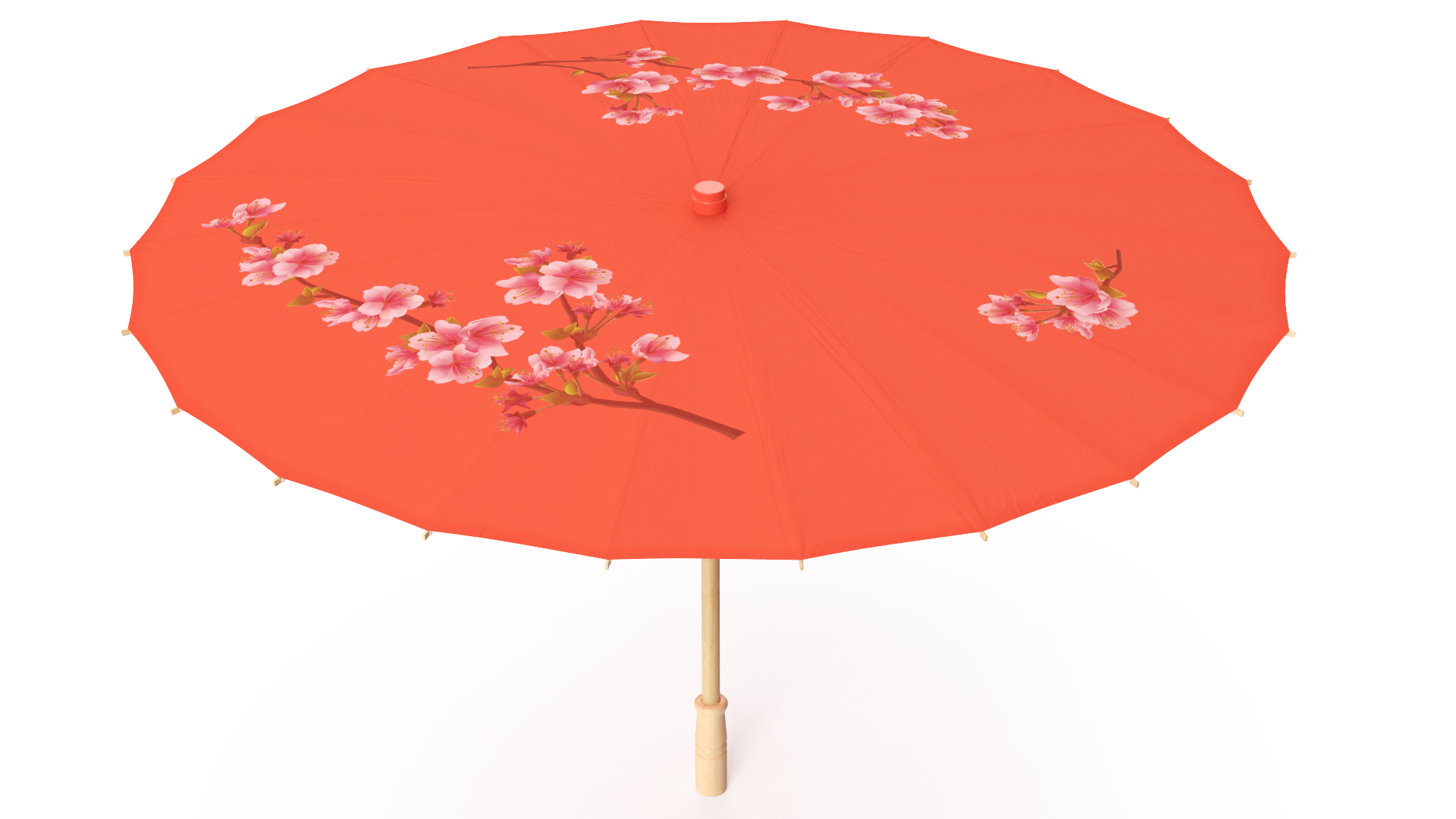 3D model Chinese Umbrella Red Open