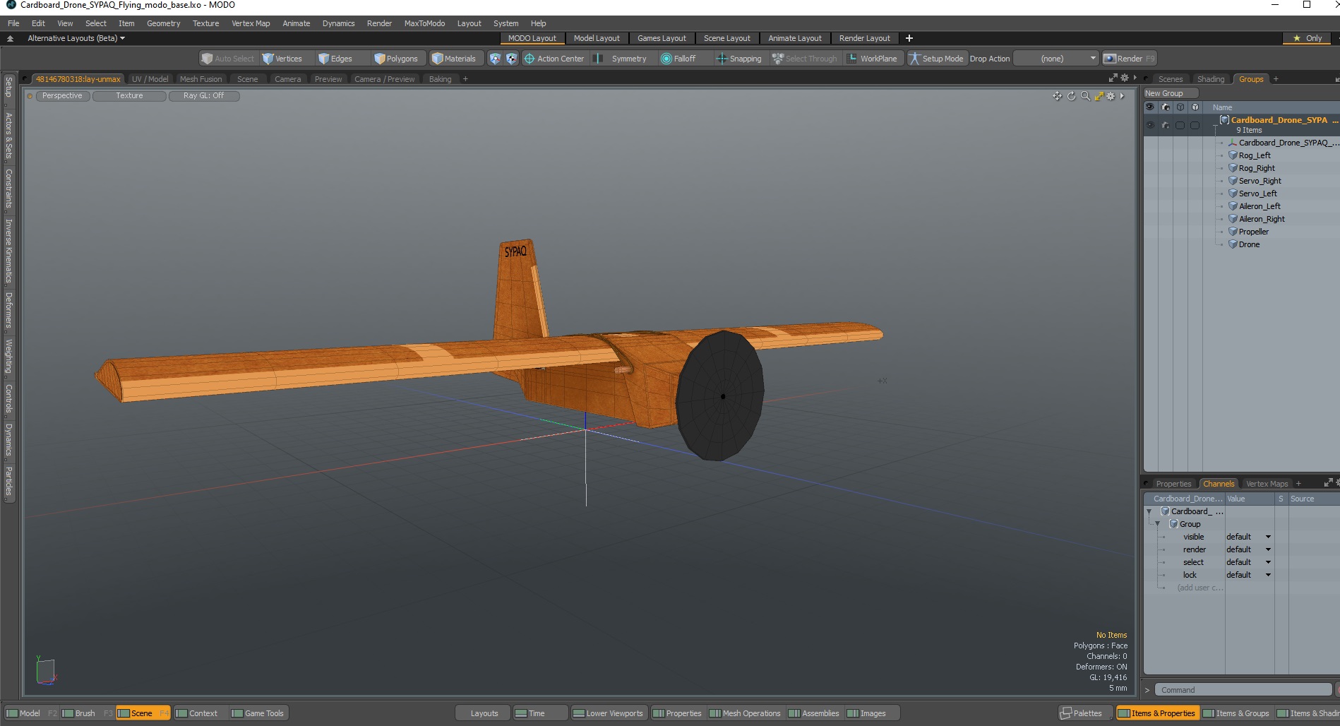 3D Cardboard Drone SYPAQ Flying model