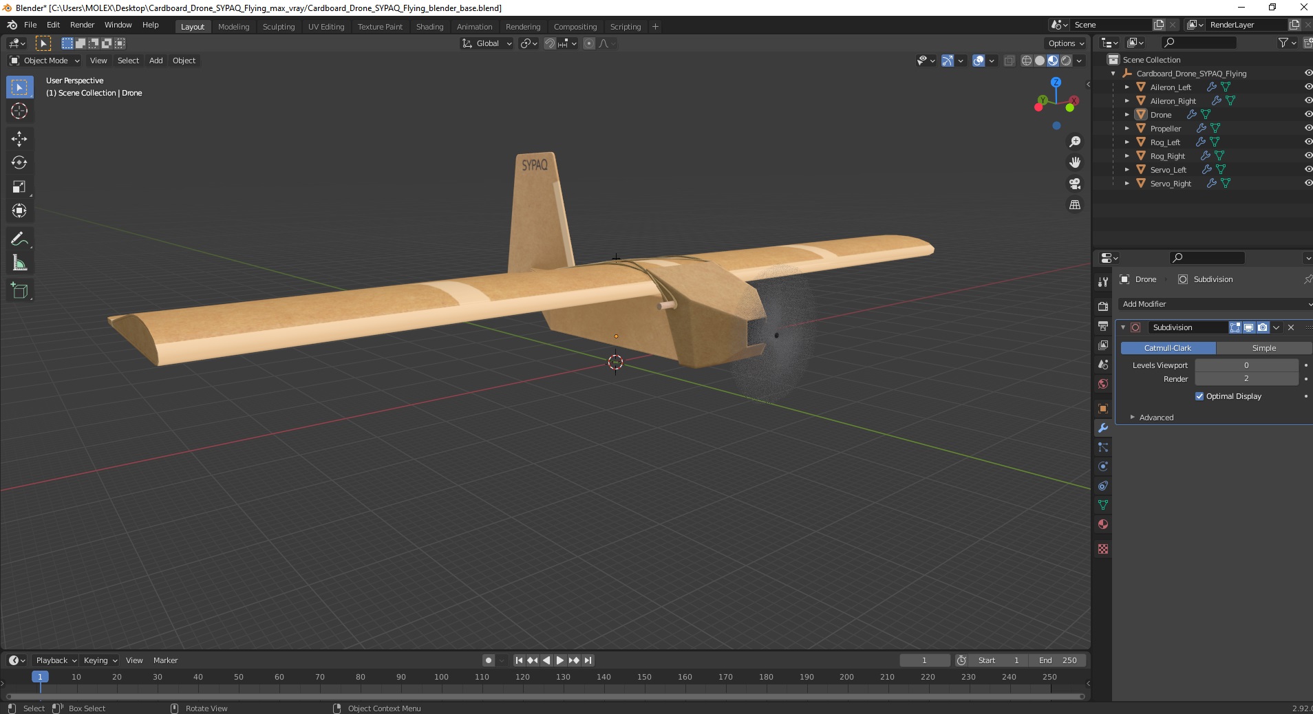 3D Cardboard Drone SYPAQ Flying model