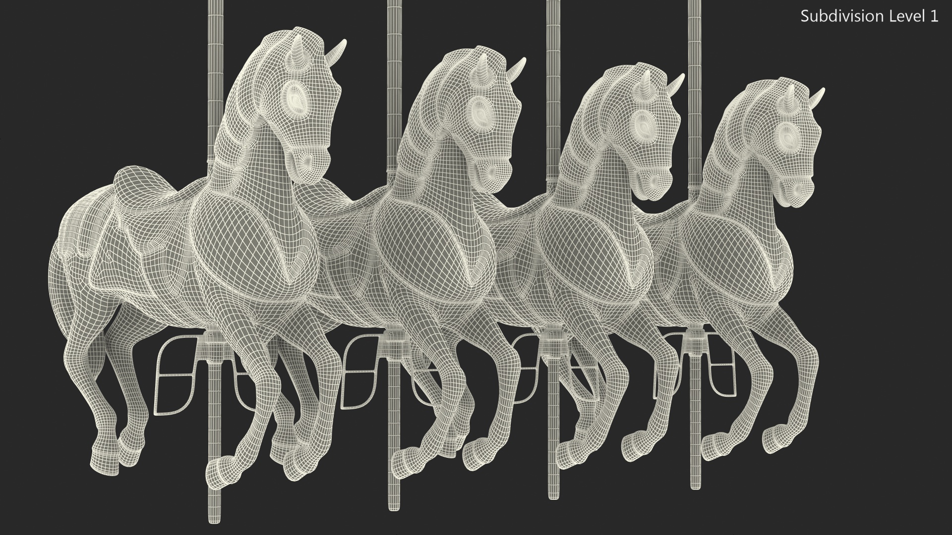 3D Carousel Horse Set model