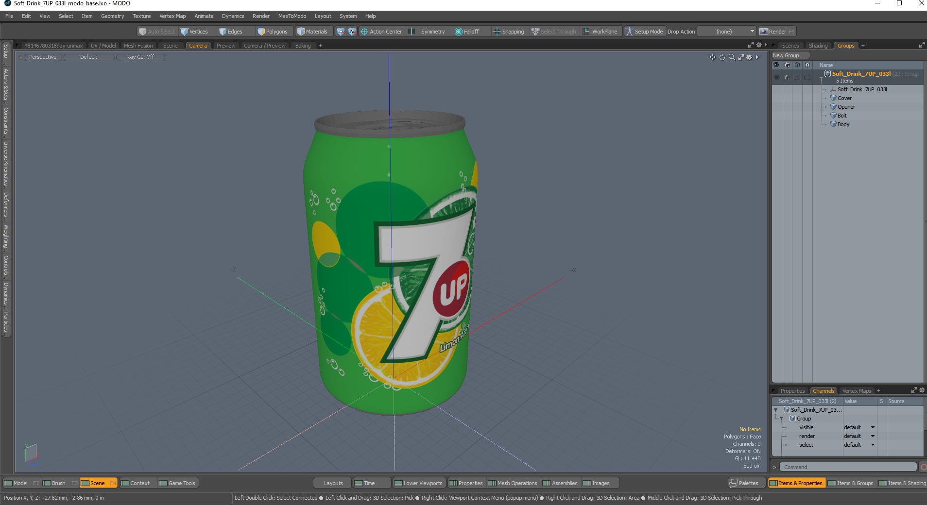 Soft Drink 7UP 033l 3D model