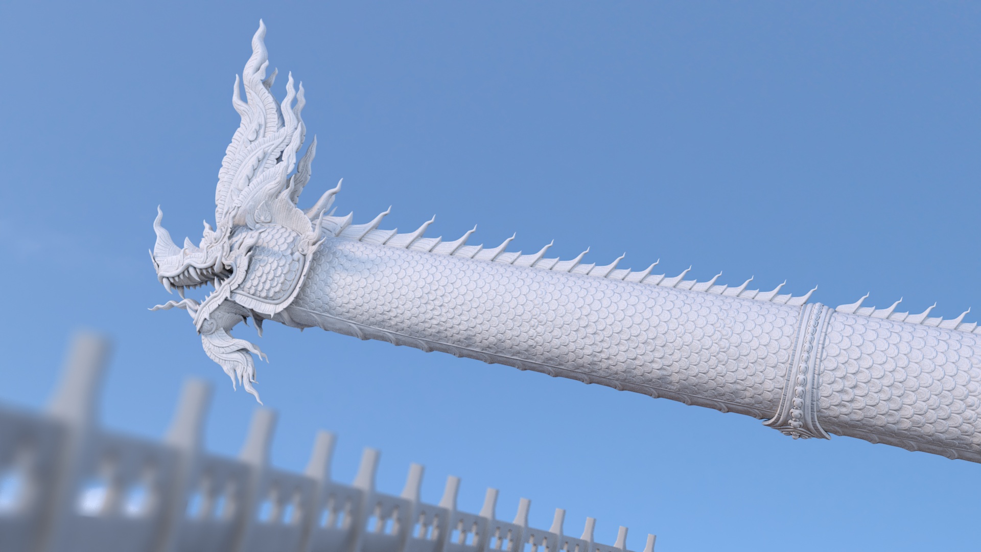 3D Serpent Dragon White Rigged for Maya