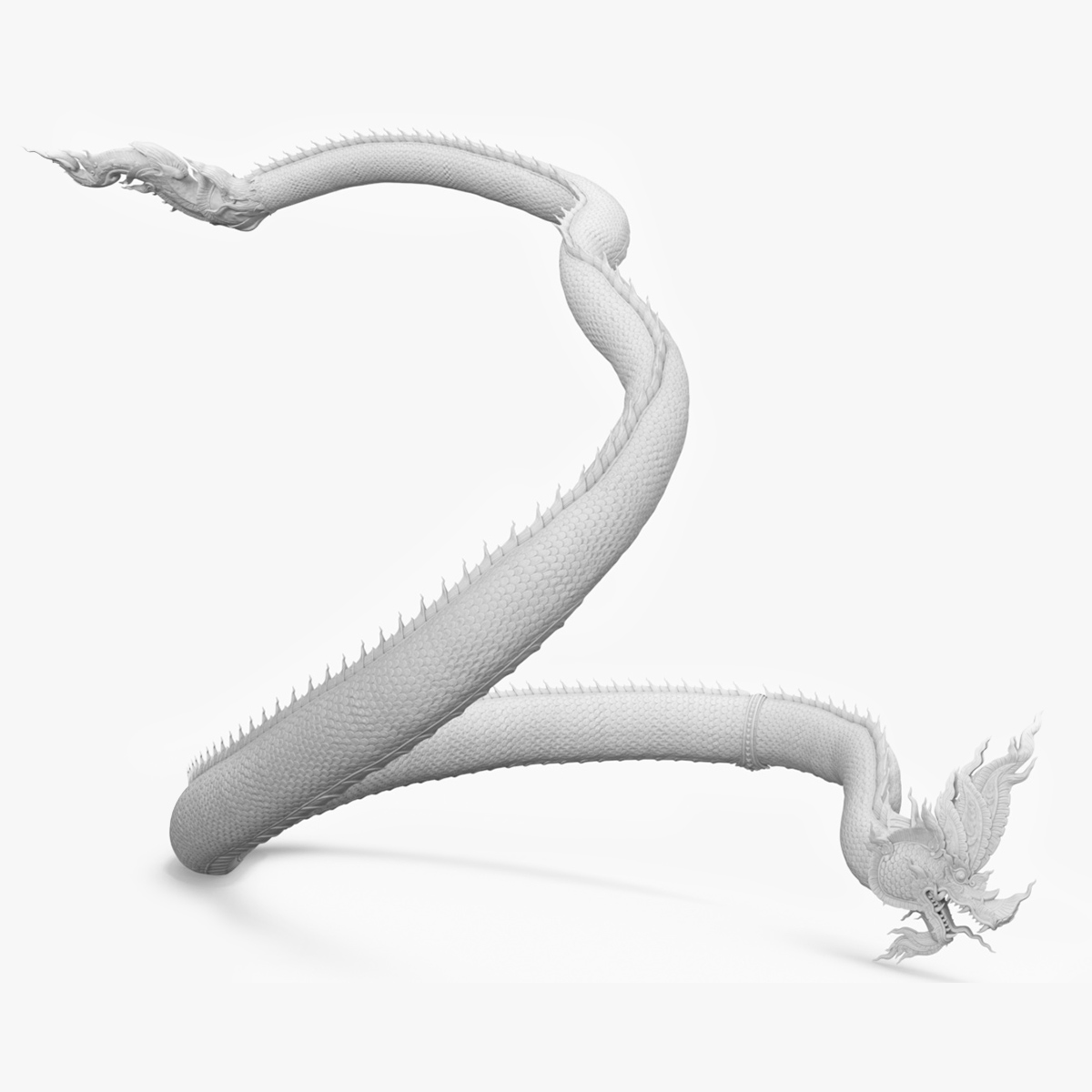 3D Serpent Dragon White Rigged for Maya