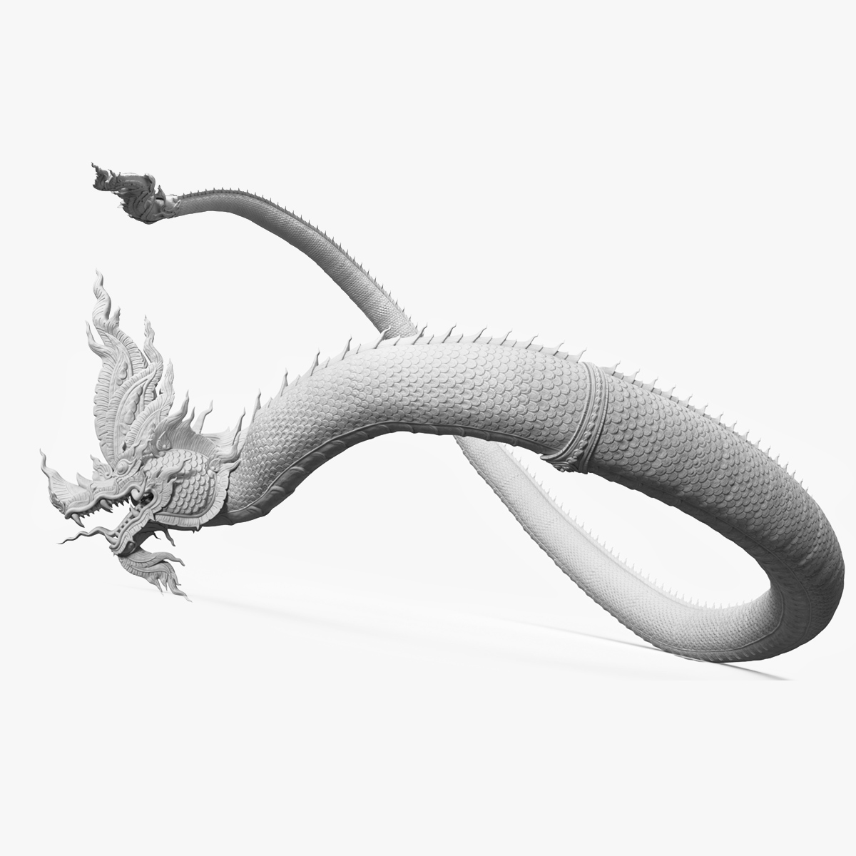 3D Serpent Dragon White Rigged for Maya