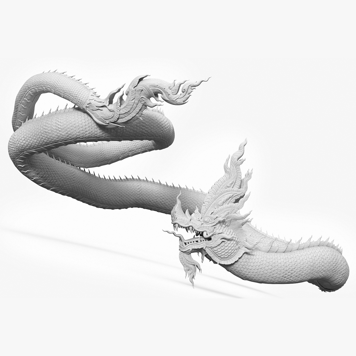 3D Serpent Dragon White Rigged for Maya