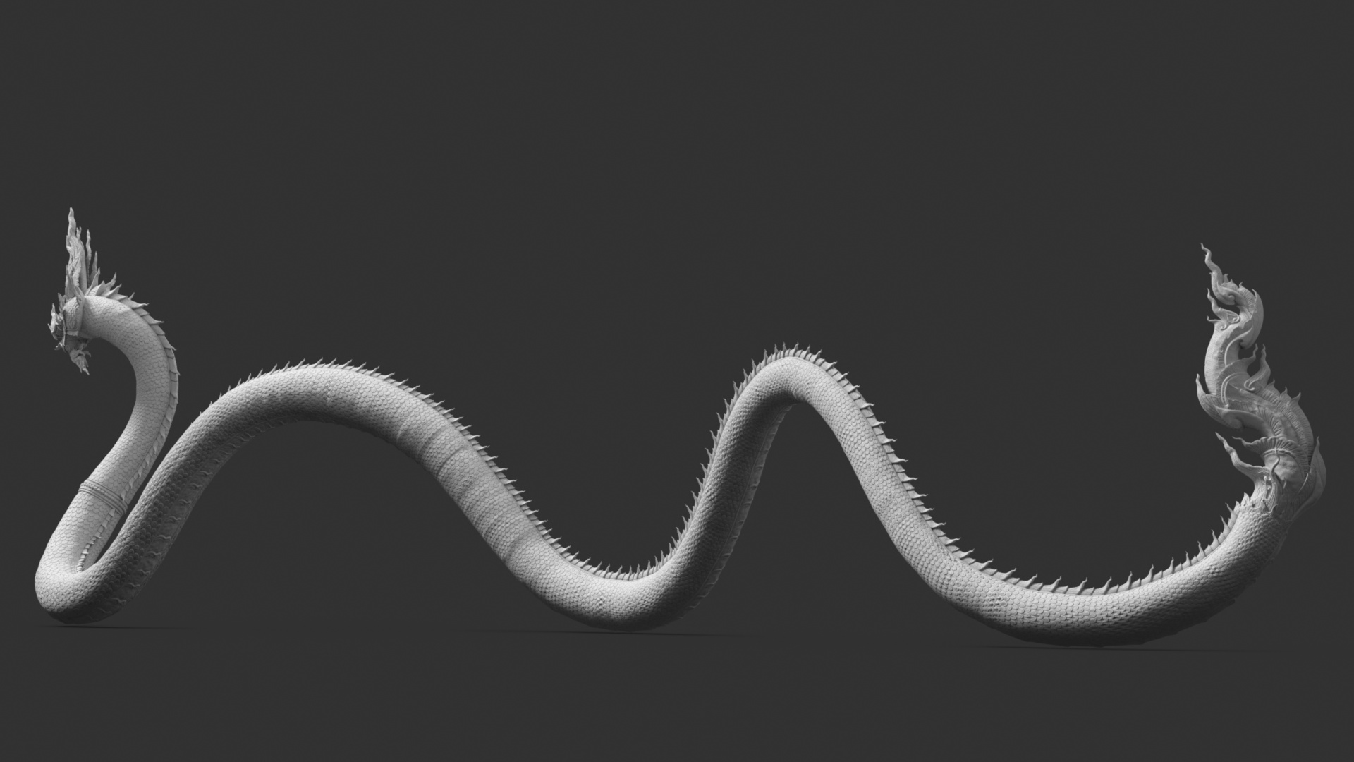 3D Serpent Dragon White Rigged for Maya