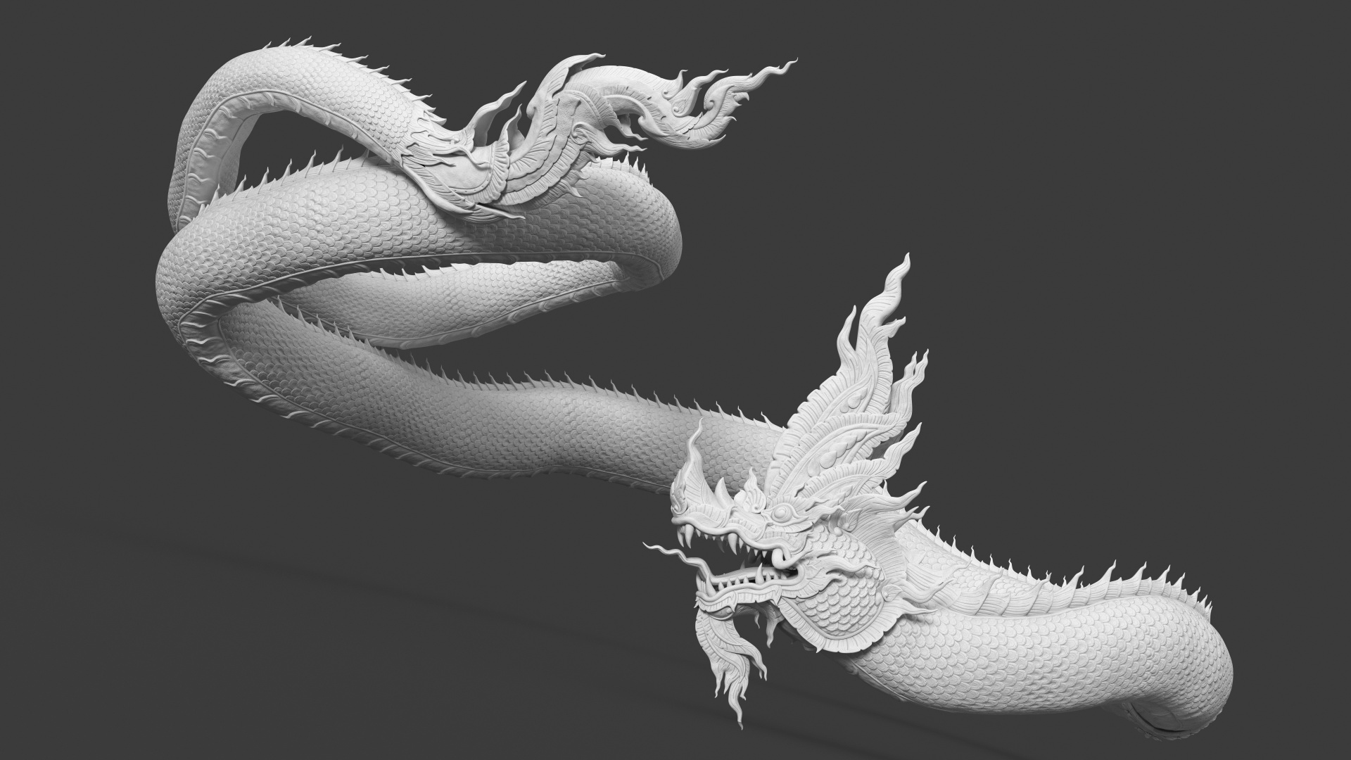 3D Serpent Dragon White Rigged for Maya