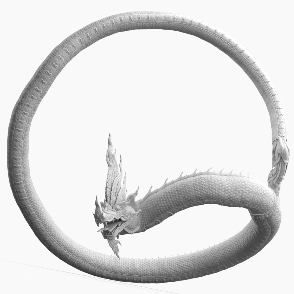 3D Serpent Dragon White Rigged for Maya