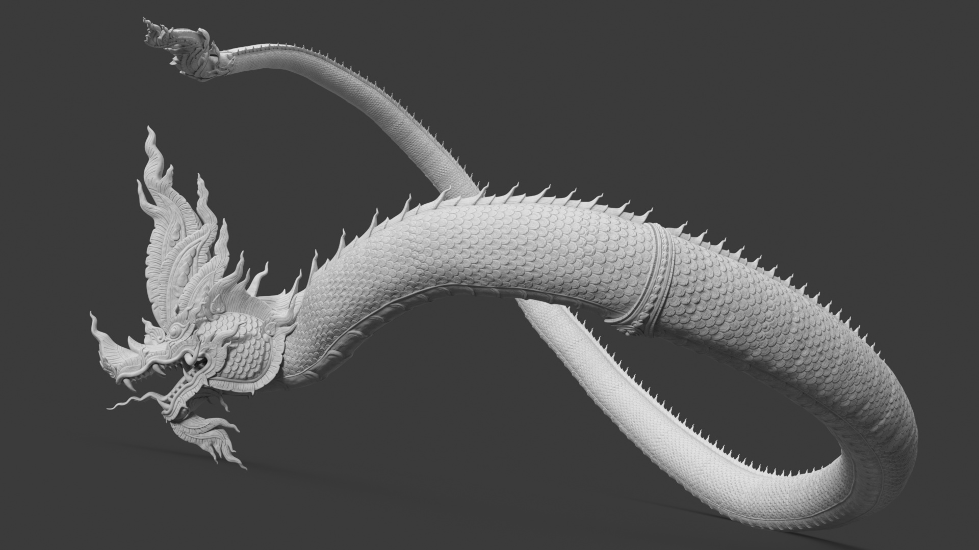 3D Serpent Dragon White Rigged for Maya