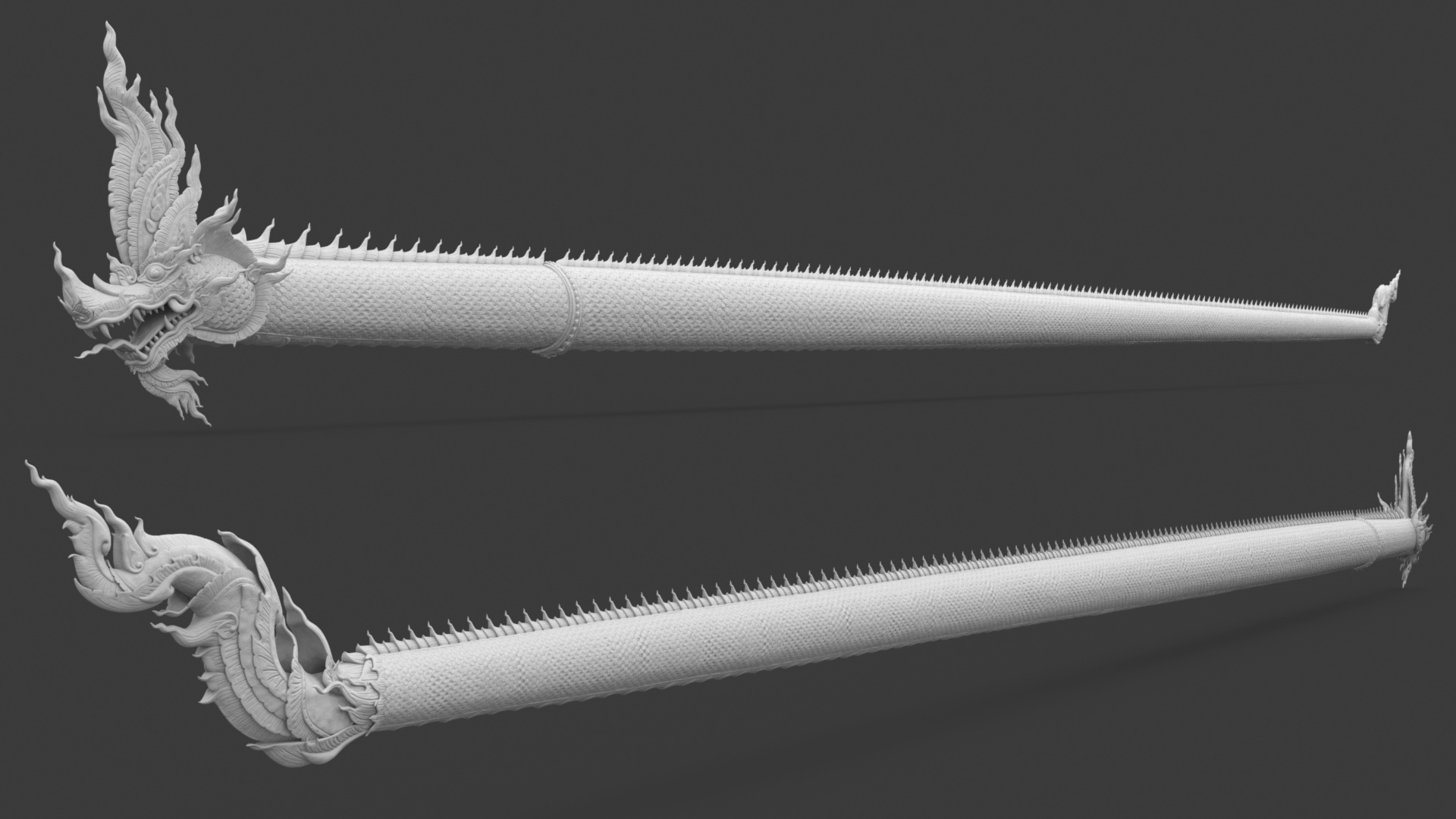 3D Serpent Dragon White Rigged for Maya