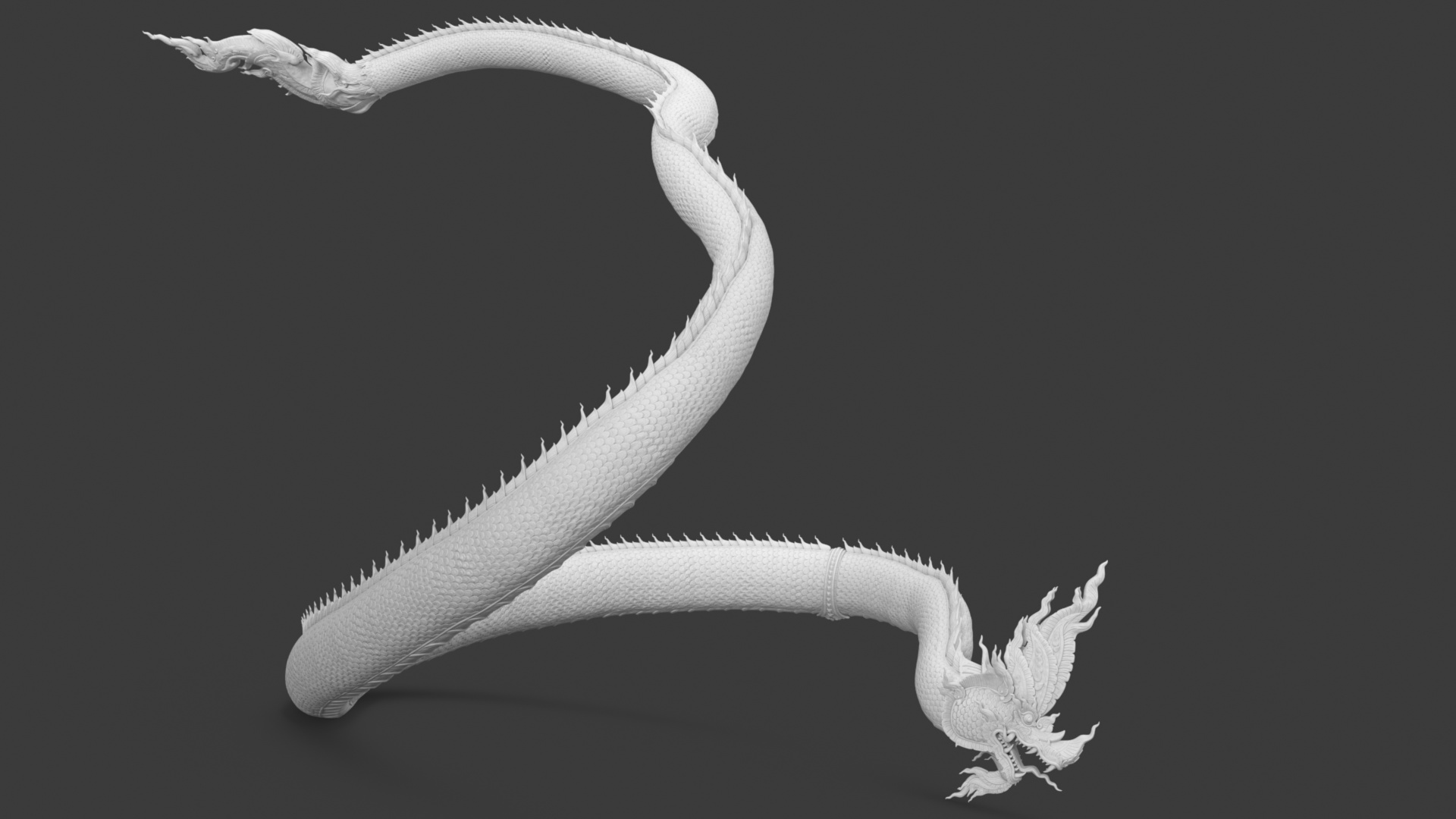3D Serpent Dragon White Rigged for Maya