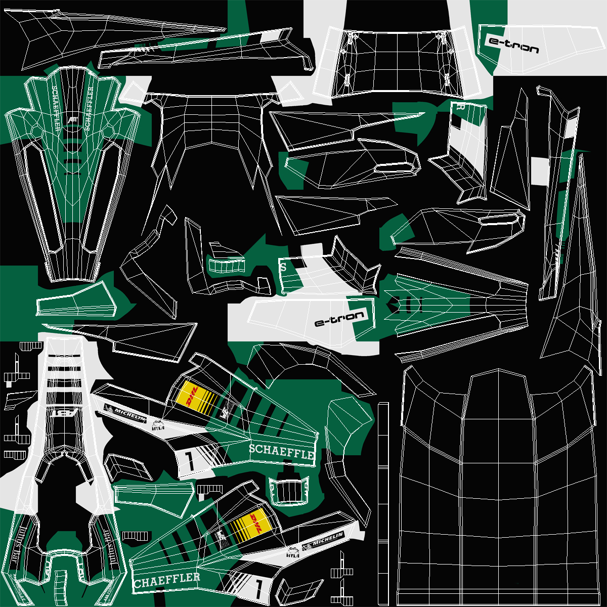 3D Audi E-Tron FE05 Formula E Rigged model