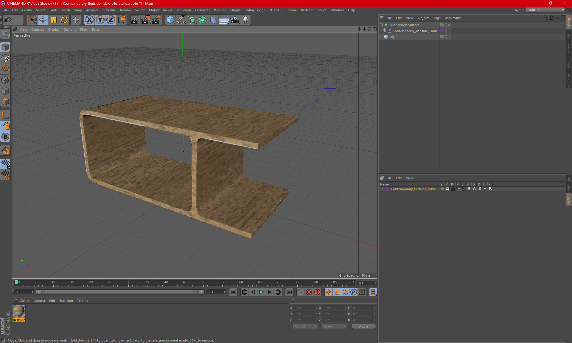 Contemporary Bedside Table for 3D Print 3D model