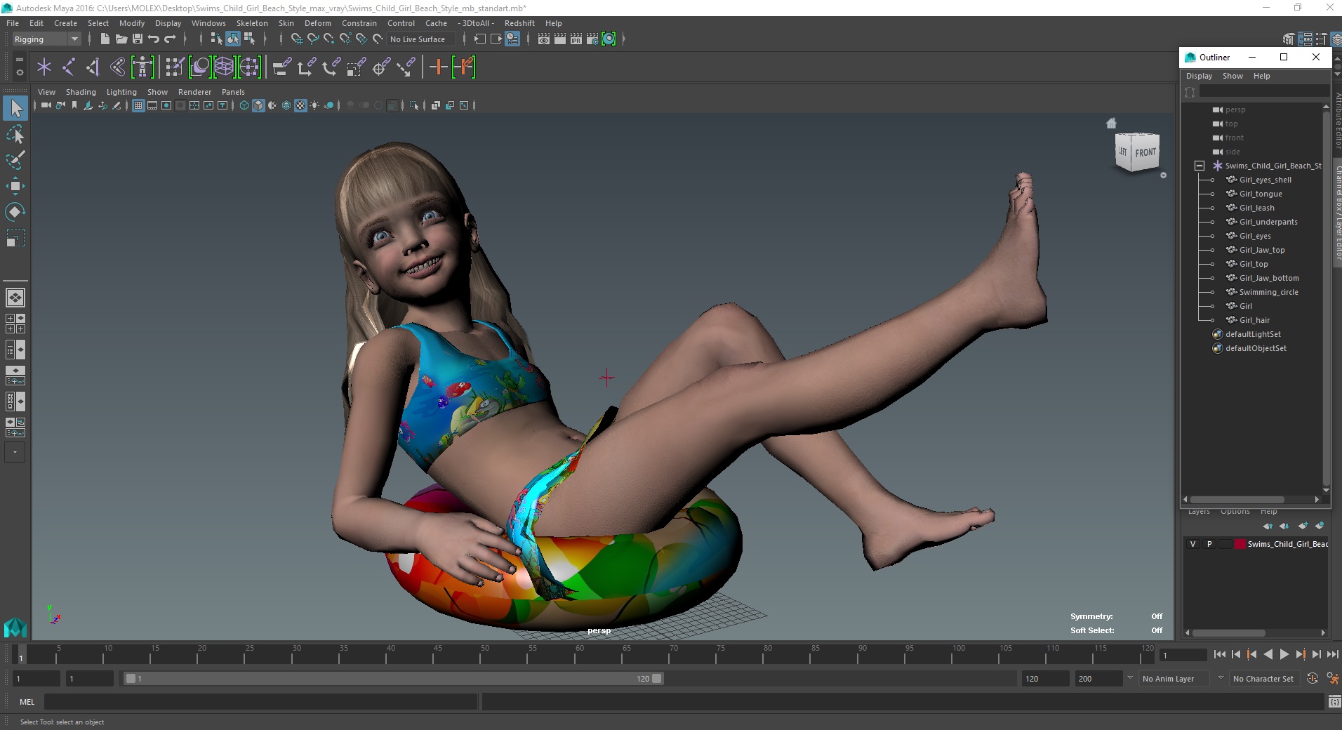 3D Swims Child Girl Beach Style model