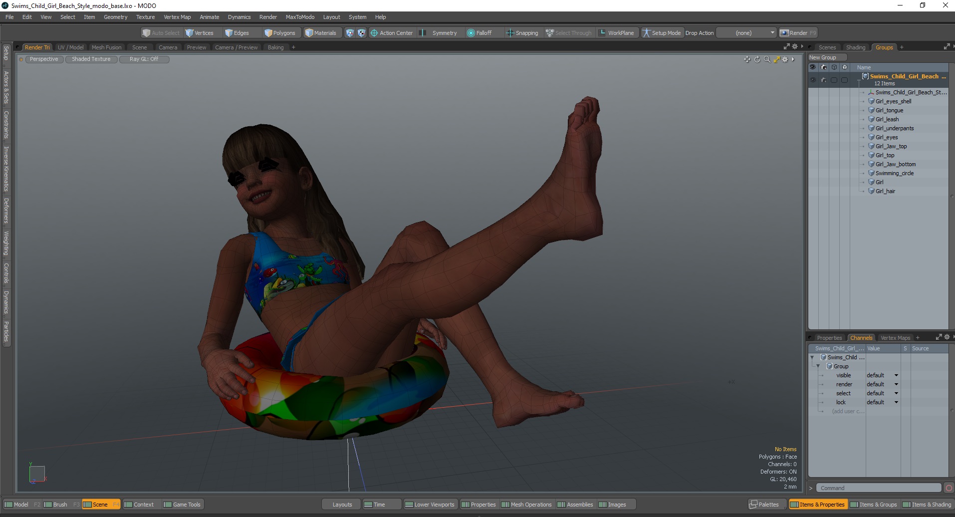 3D Swims Child Girl Beach Style model
